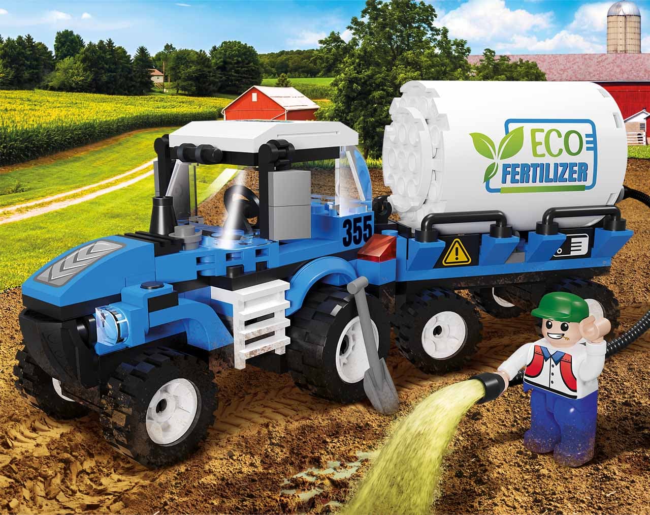 

Klocki BLOCKI MyFarm Traktor z beczkowozem