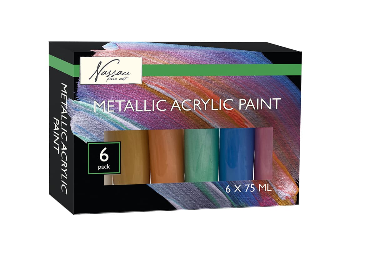 

Akrylowe farby metaliczne 6 x 75ml. w pudełku