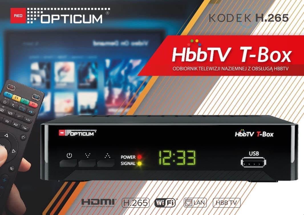 

Tuner DVB-T2 HBBTV T-BOX Opticum HEVC
