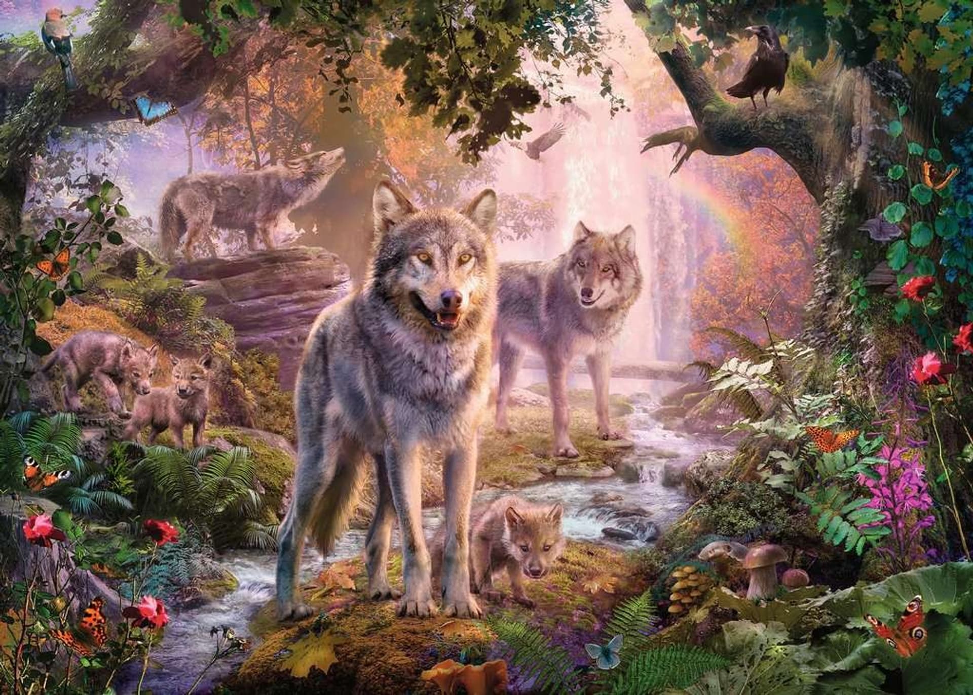 

Puzzle 1000 elemetów Rodzina wilków latem