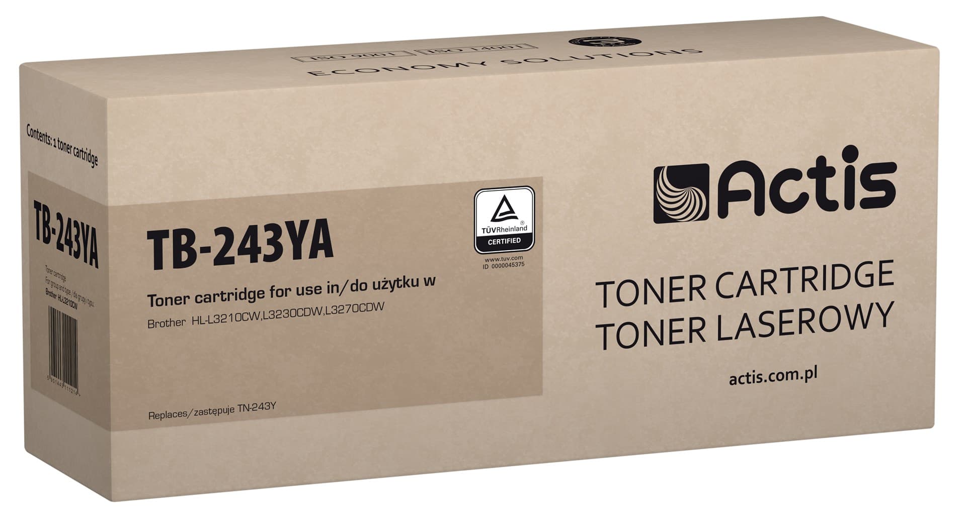 

Toner ACTIS TB-243YA (zamiennik Brother TN-243Y; Standard; 1000 stron; żółty)