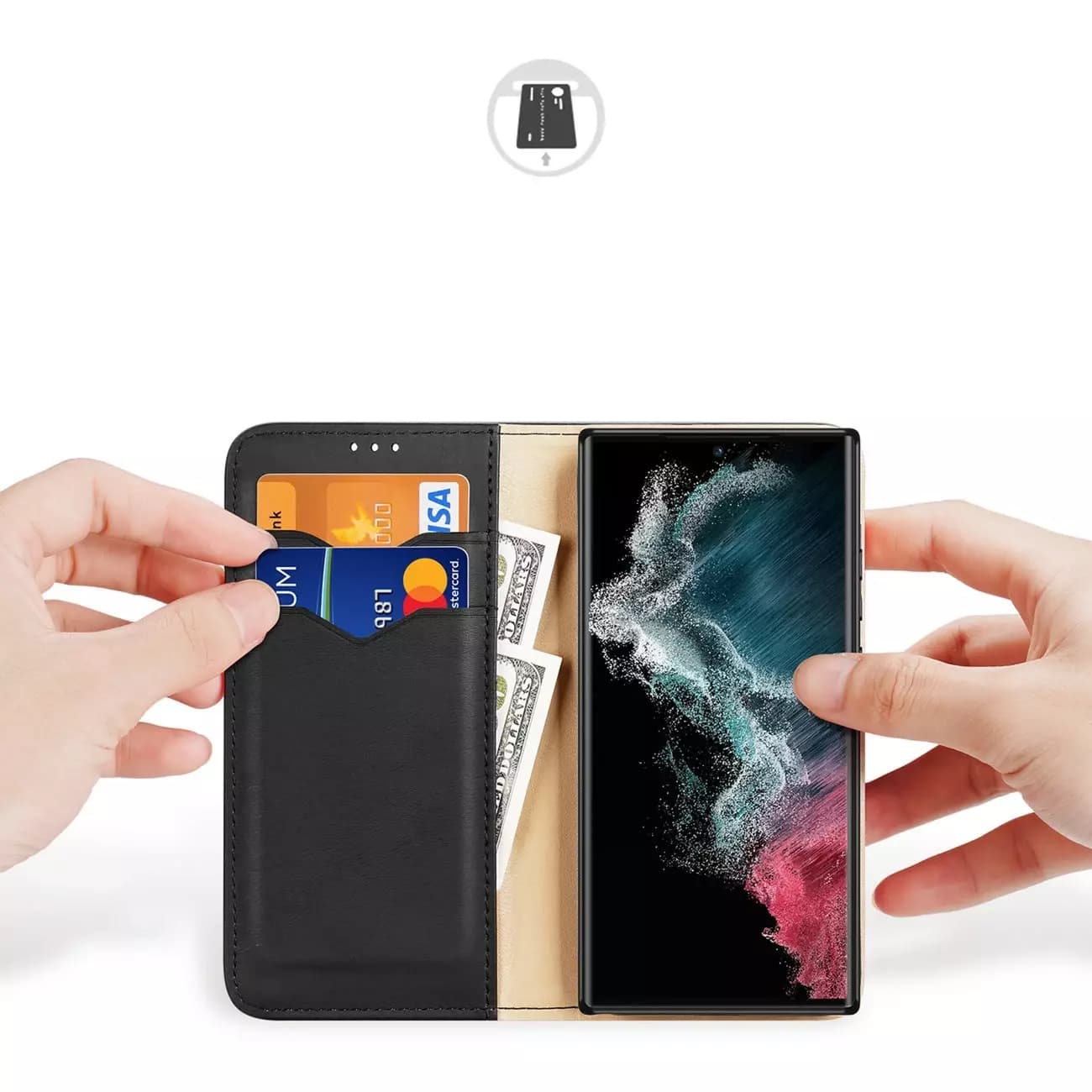 

Etui ochronne Dux Ducis Hivo do Samsung Galaxy S23 Ultra pokrowiec z klapką portfel podstawka blokada RFID czarne