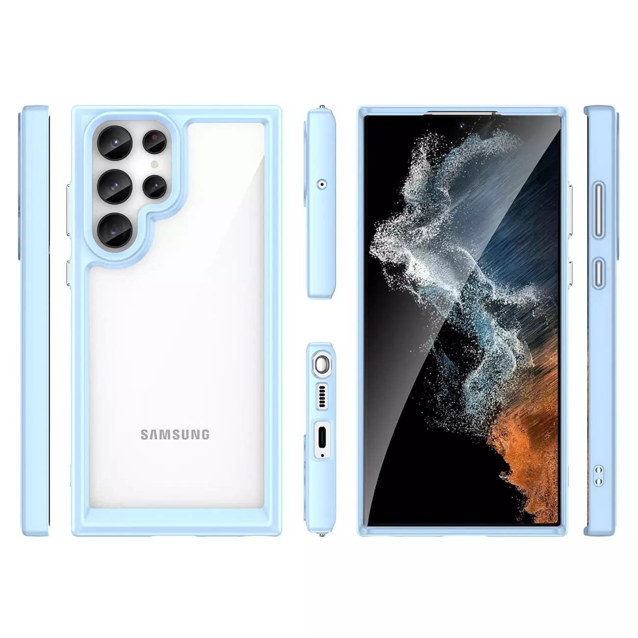 

Etui ochronne Outer Space Case do Samsung Galaxy S23 Ultra pokrowiec z elastyczną ramką Niebieskie
