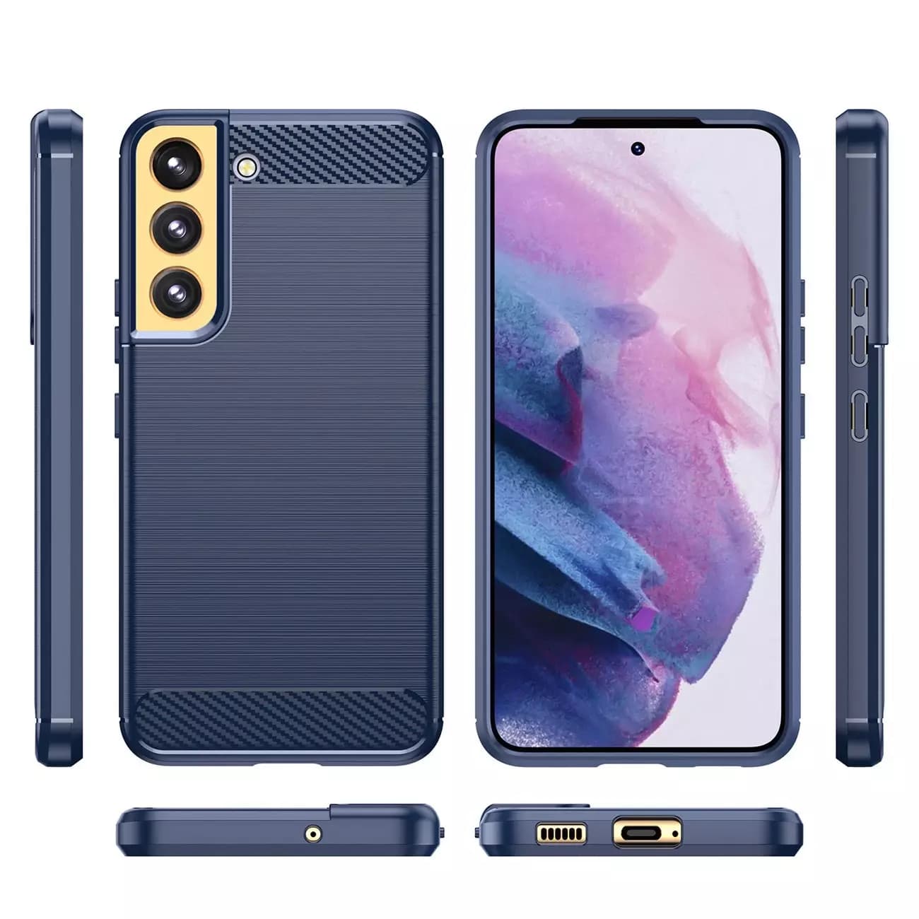 

Etui na telefon Carbon Case do Samsung Galaxy S23+ Plus elastyczny silikonowy karbonowy pokrowiec niebieskie