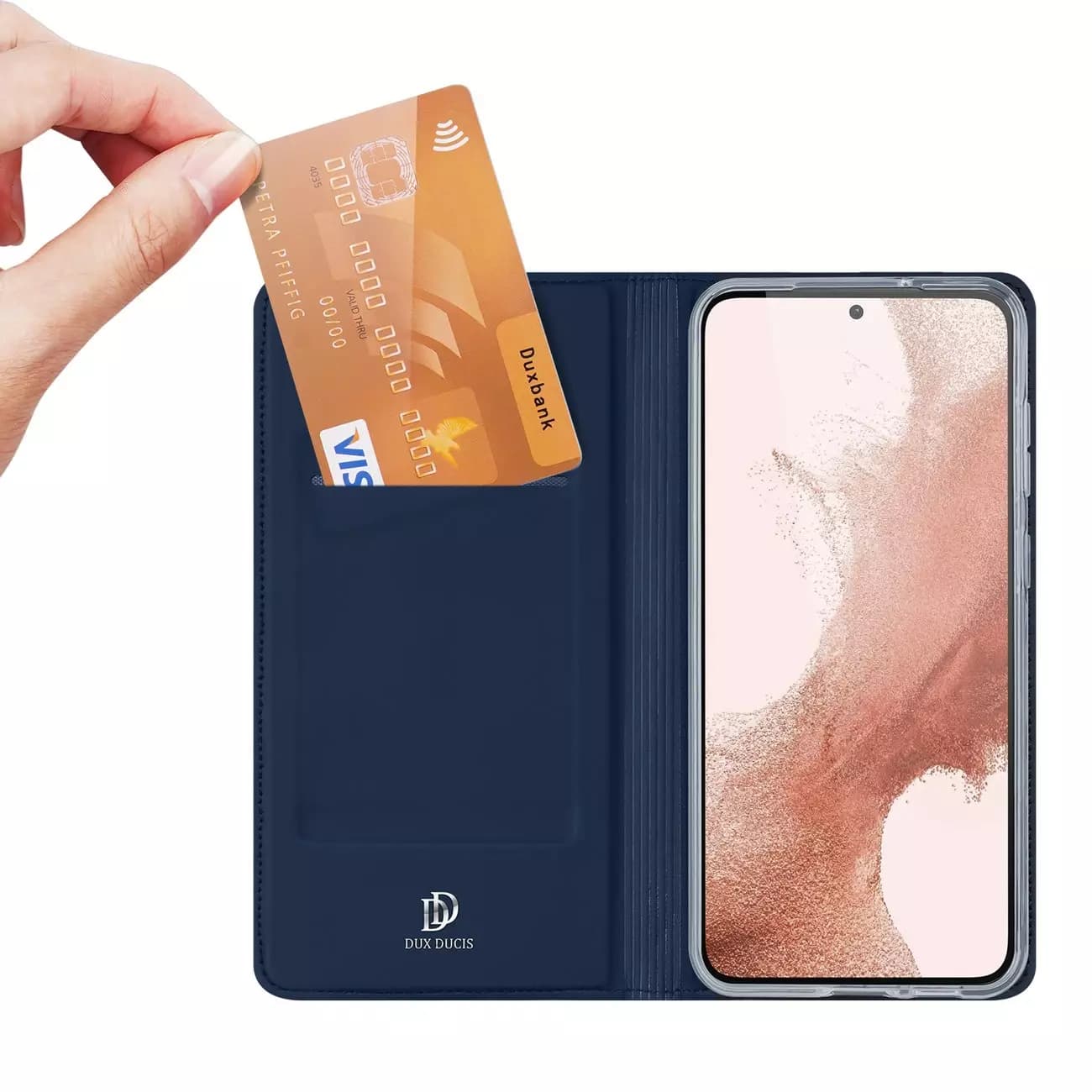 

Etui na telefon Dux Ducis Skin Pro do Samsung Galaxy S23 pokrowiec z klapką portfel na kartę podstawka niebieskie