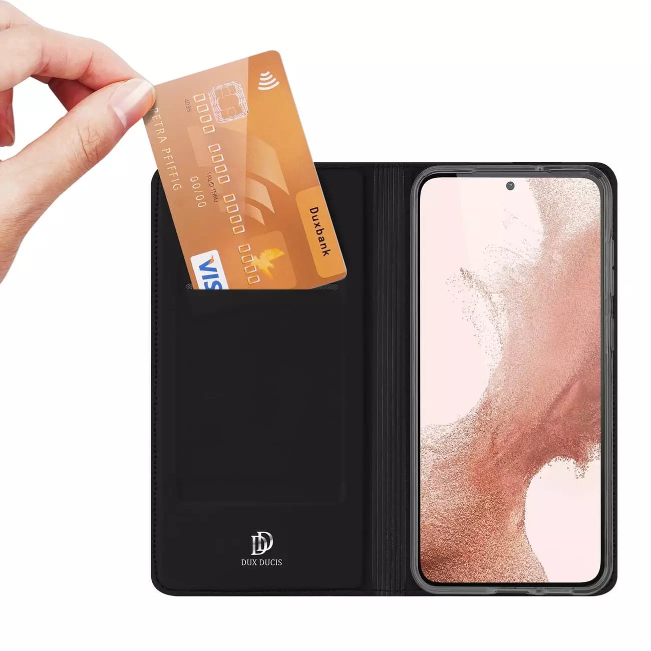 

Etui na telefon Dux Ducis Skin Pro do Samsung Galaxy S23 pokrowiec z klapką portfel na kartę podstawka czarne