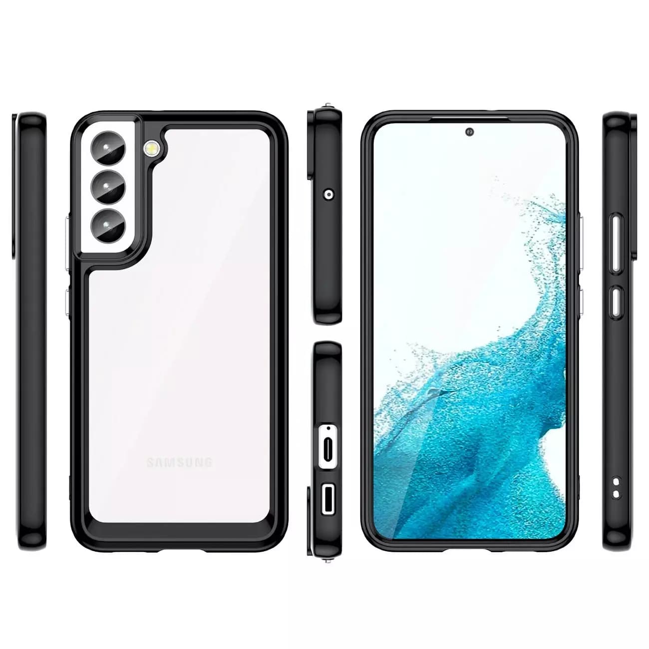 

Etui na telefon Outer Space Case do Samsung Galaxy S23 pokrowiec z elastyczną ramką czarne
