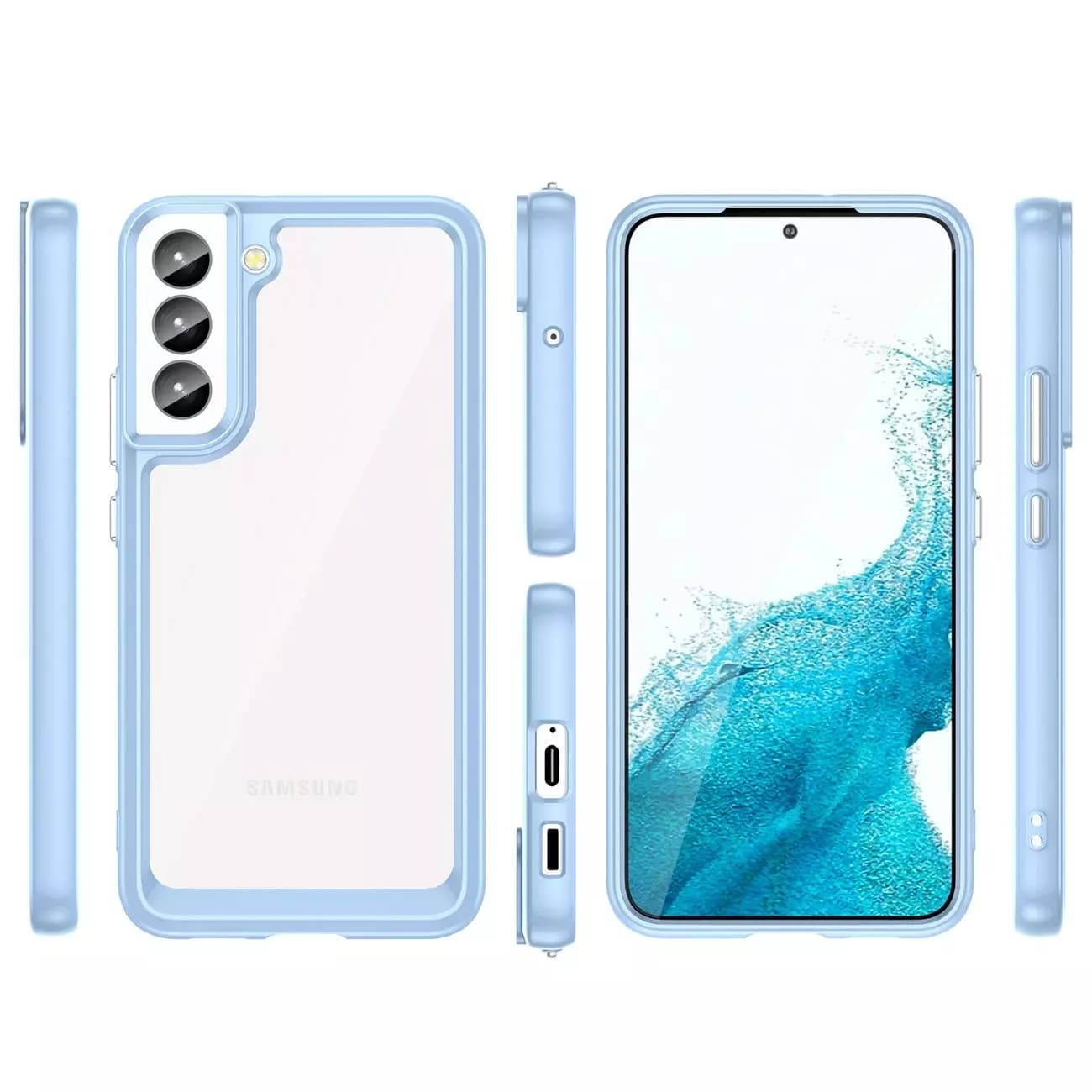 

Etui na telefon Outer Space Case do Samsung Galaxy S23 pokrowiec z elastyczną ramką niebieskie