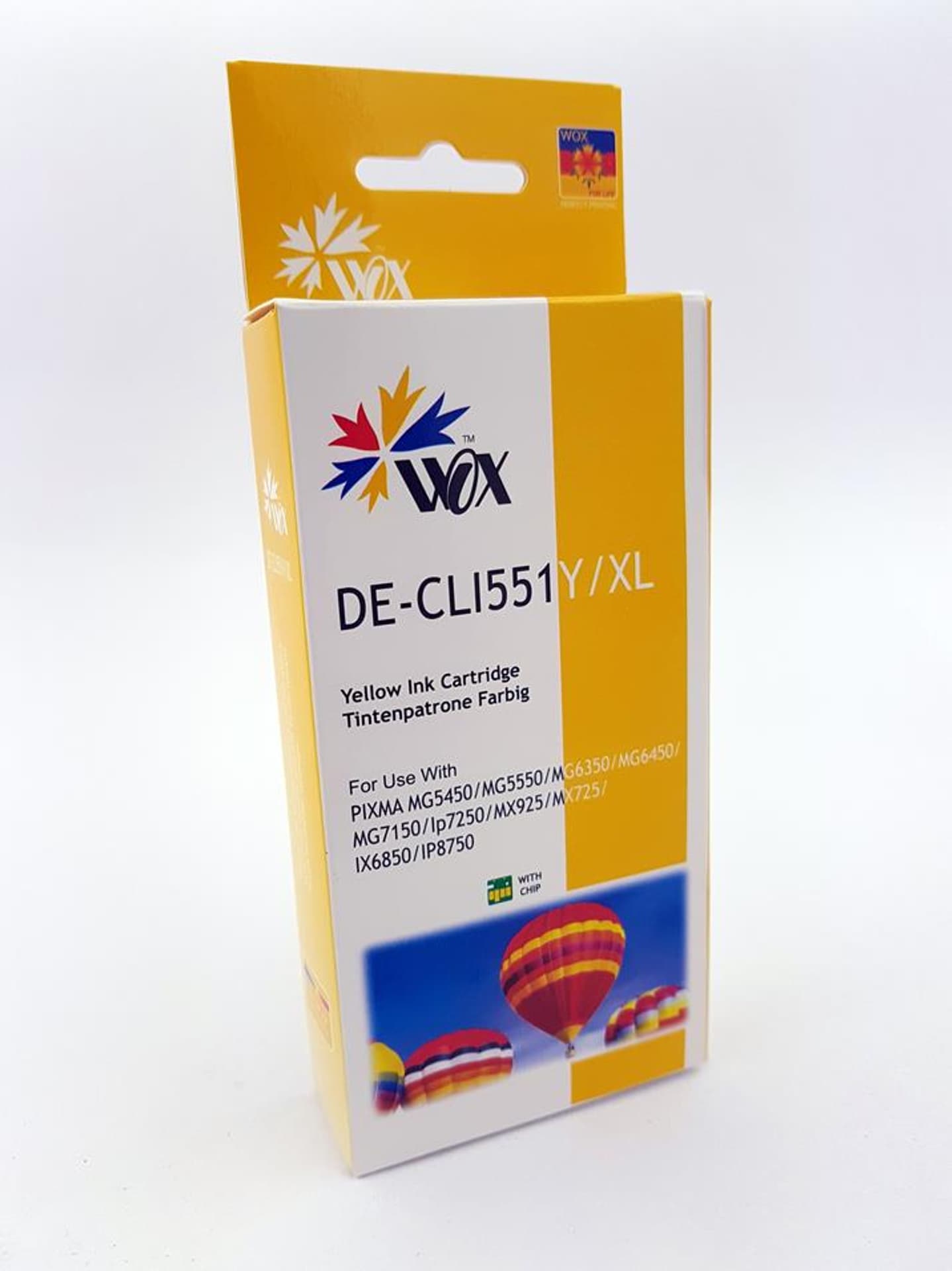 

Tusz Wox Yellow CANON CLI 551Y z chipem zamiennik CLI551Y (6511B001)