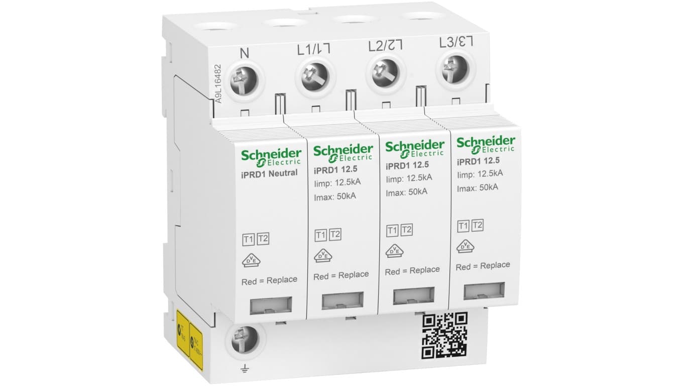 

Ogranicznik przepięć iPRD1 12.5R-T12-3N 3+1-biegunowy T1+T2 B+C 12,5kA ze stykiem A9L16482