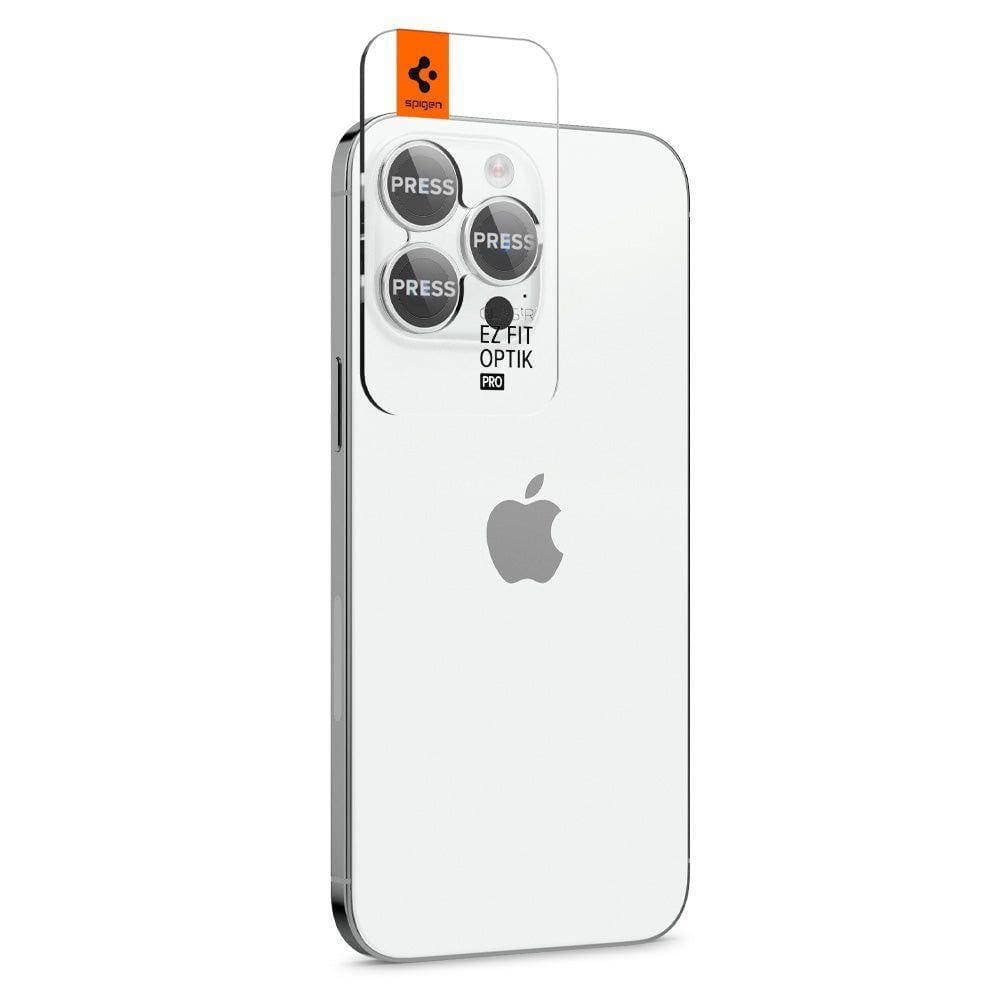 

Osłona Aparatu IPHONE 14 PRO / 14 PRO MAX Spigen Optik. TR ”EZ FIT” Camera Protector 2-pack srebrne
