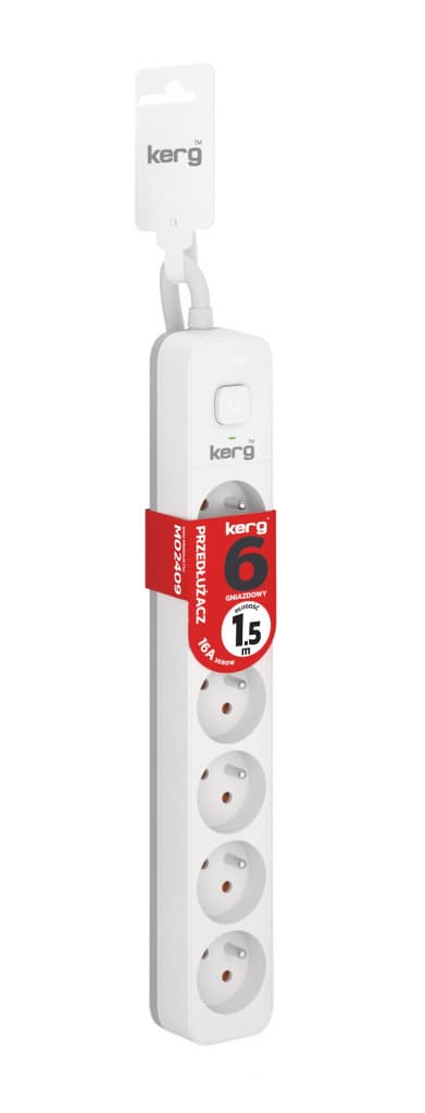 

Przedłużacz KERG z wyłącznikiem-6 gniazd-biało-szary-1,5m-16A-H05VV-F-3x1,5mm2
