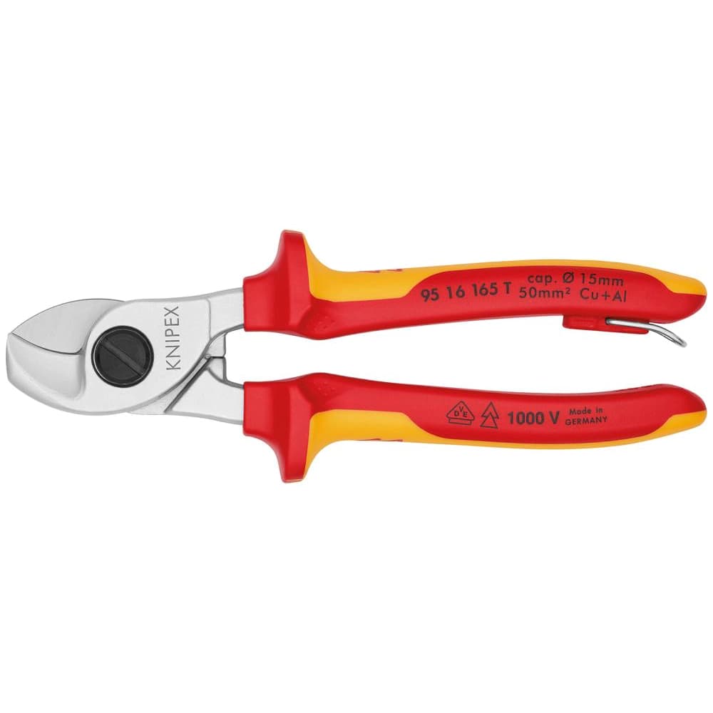 

Nożyce do kabli, VDE, 165mm, z uchwytem zabezpieczającym, 95 16 165 T, KNIPEX