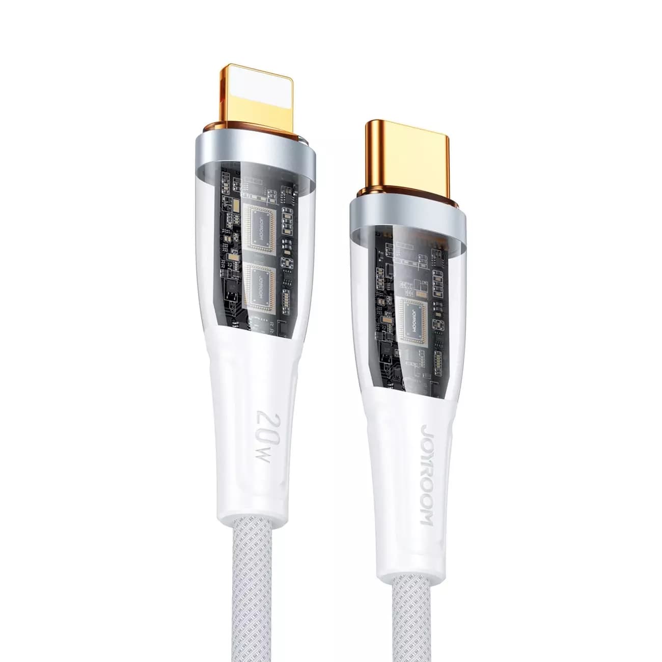 

Joyroom kabel szybko ładujący z inteligentnym wyłącznikiem USB-C - Lightning 20W 1.2m biały (S-CL020A3)