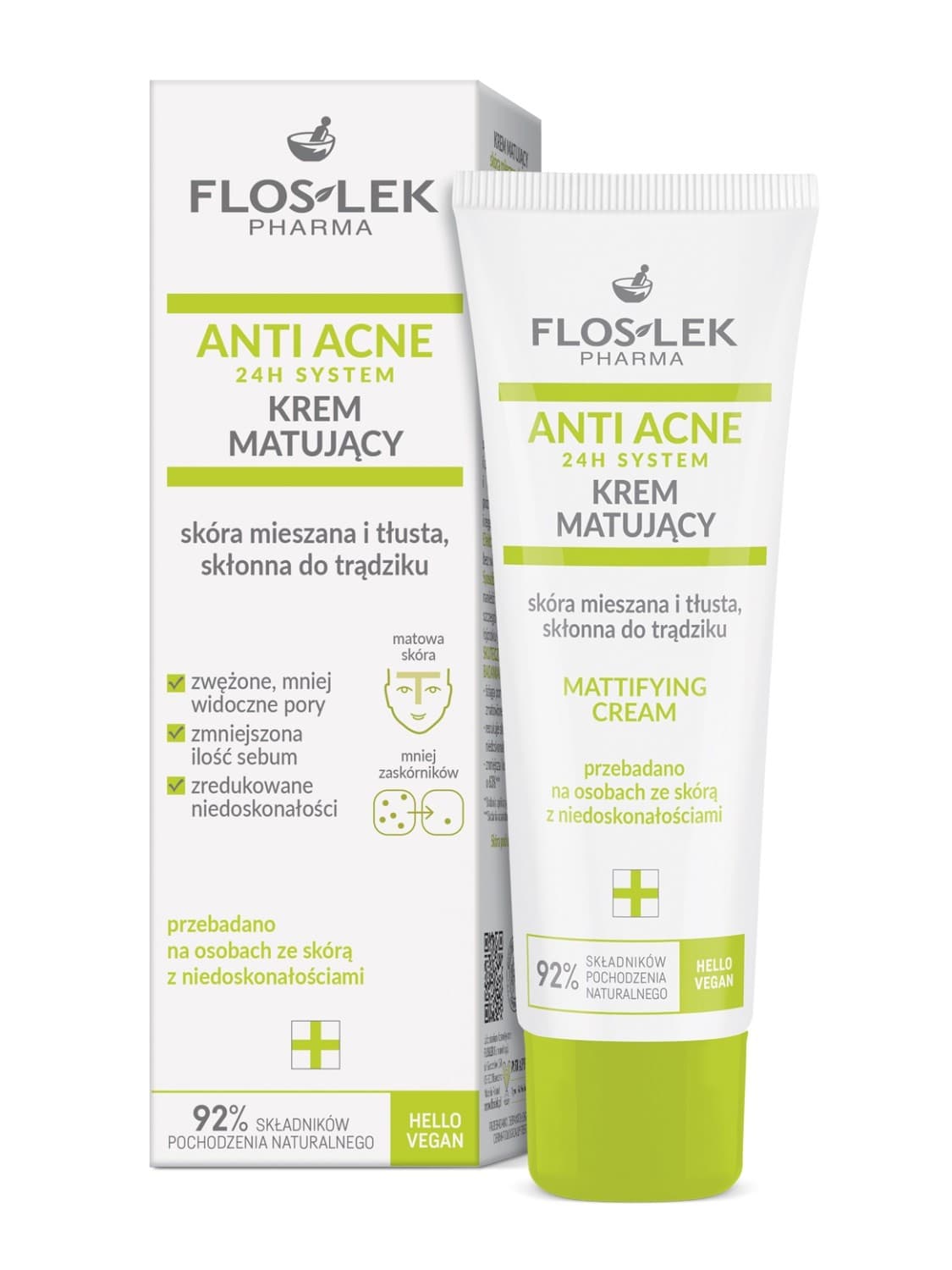 

Floslek ANTI ACNE 24H SYSTEM Krem matujący do cery mieszanej,tłustej skłonnej do trądziku 50ml