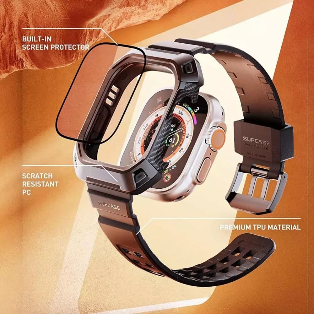

Pasek z Etui ochronnym + 2x Szkło hartowane Supcase Unicorn Beetle Pro & Tepmpered Glass do Apple Watch Ultra 49mm Black