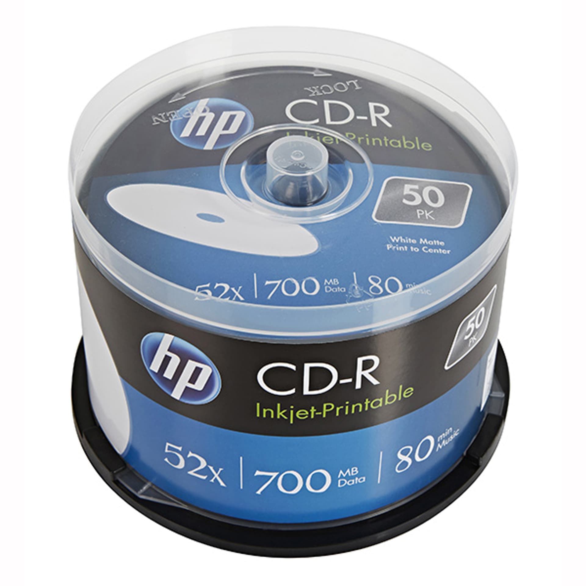 

HP CD-R, CRE00017WIP-3, 69312, Printable, 50-pack, 700MB, 52x, 80min., 12cm, spindle, do archiwizacji danych