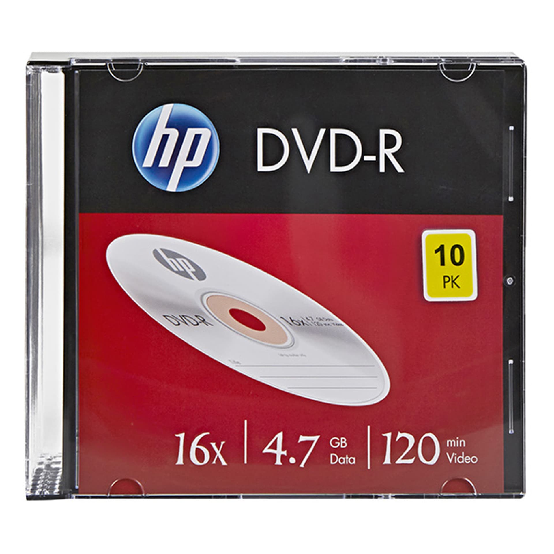 

HP DVD-R, DME00085-3, 4.7GB, 16x, slim case, 10-pack, bez możliwości nadruku, 12cm, 69314, do archiwizacji danych