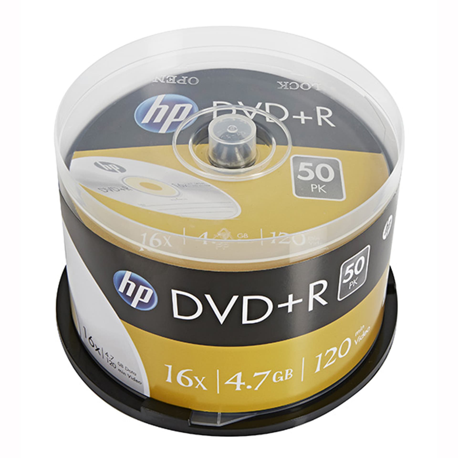 

HP DVD+R, DRE00026-3, 69319, 4.7GB, 16x, spindle, 50-pack, bez możliwości nadruku, 12cm, do archiwizacji danych