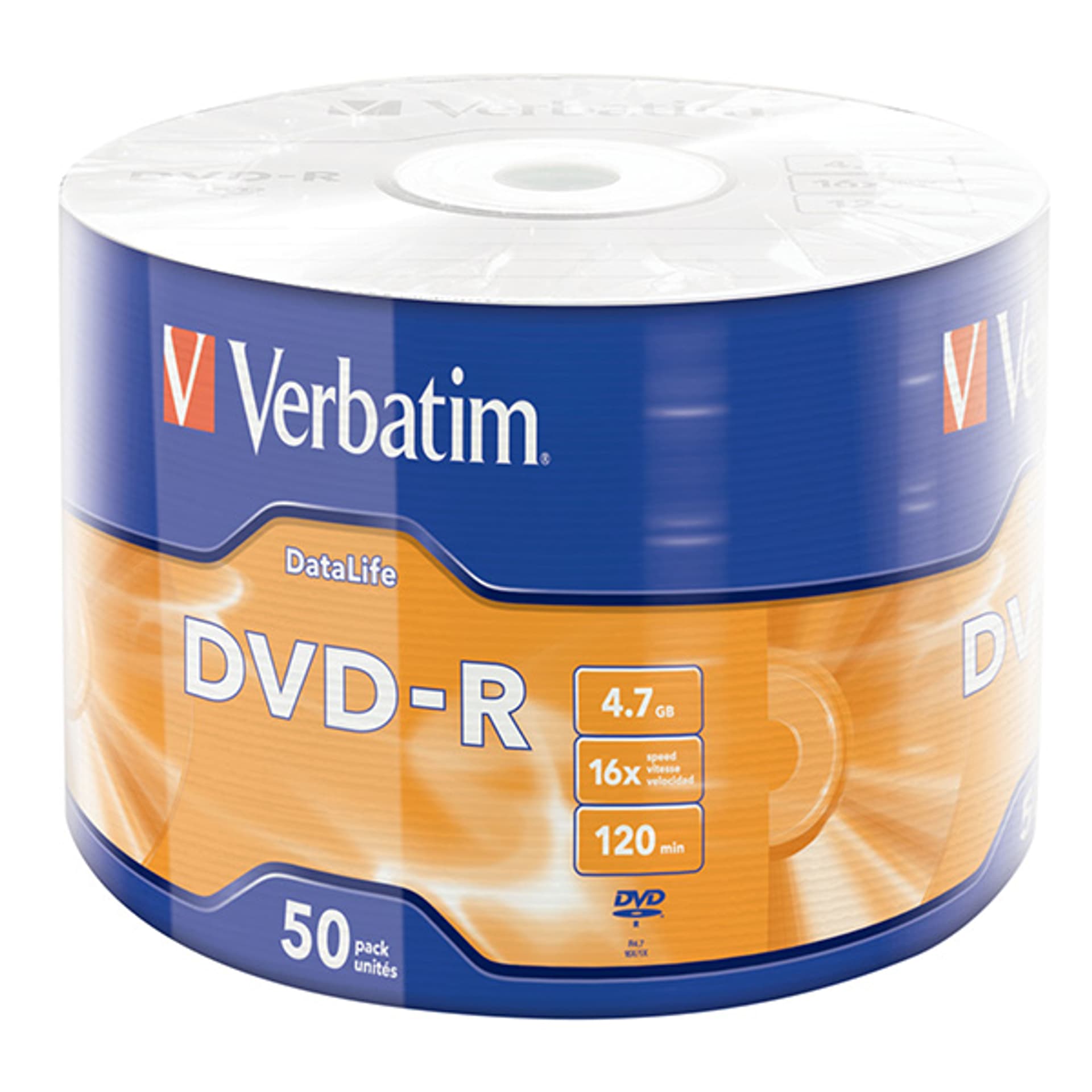 

Verbatim DVD-R, Matt Silver, 43791, 4.7GB, 16x, wrap, 50-pack, bez możliwości nadruku, 12cm, do archiwizacji danych