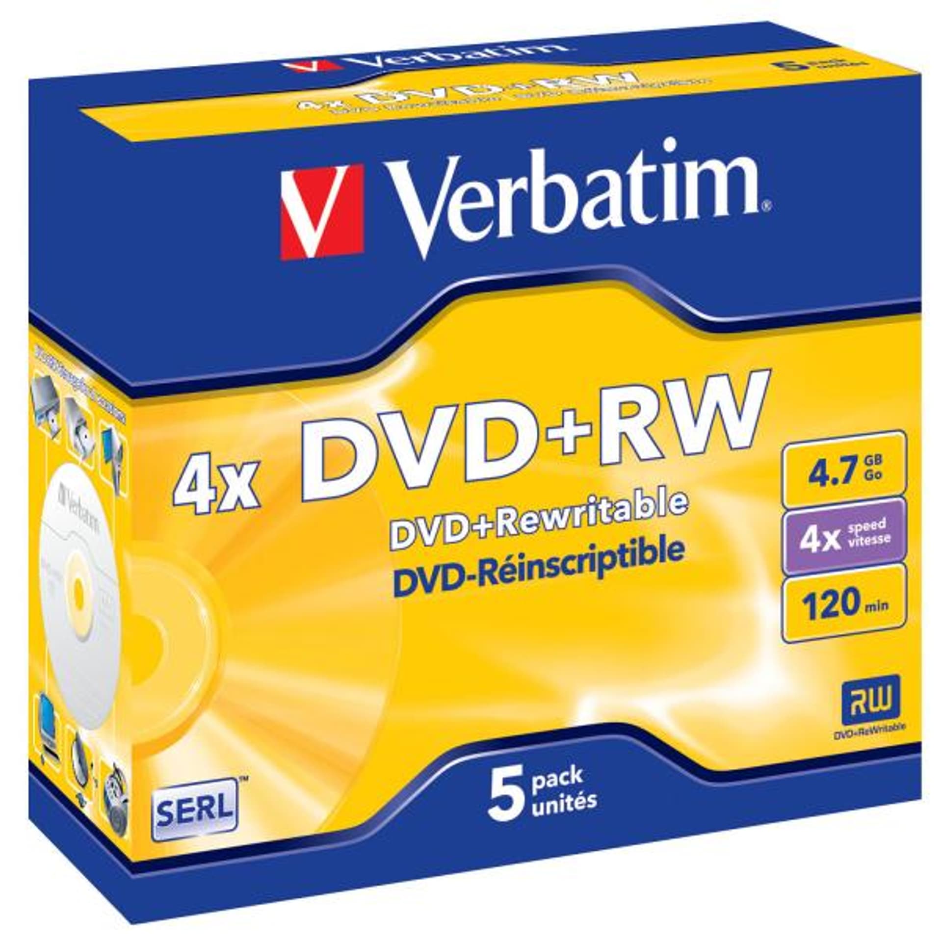 

DVD+RW VERBATIM 4.7 GB 4x Jewel Case 5 szt.