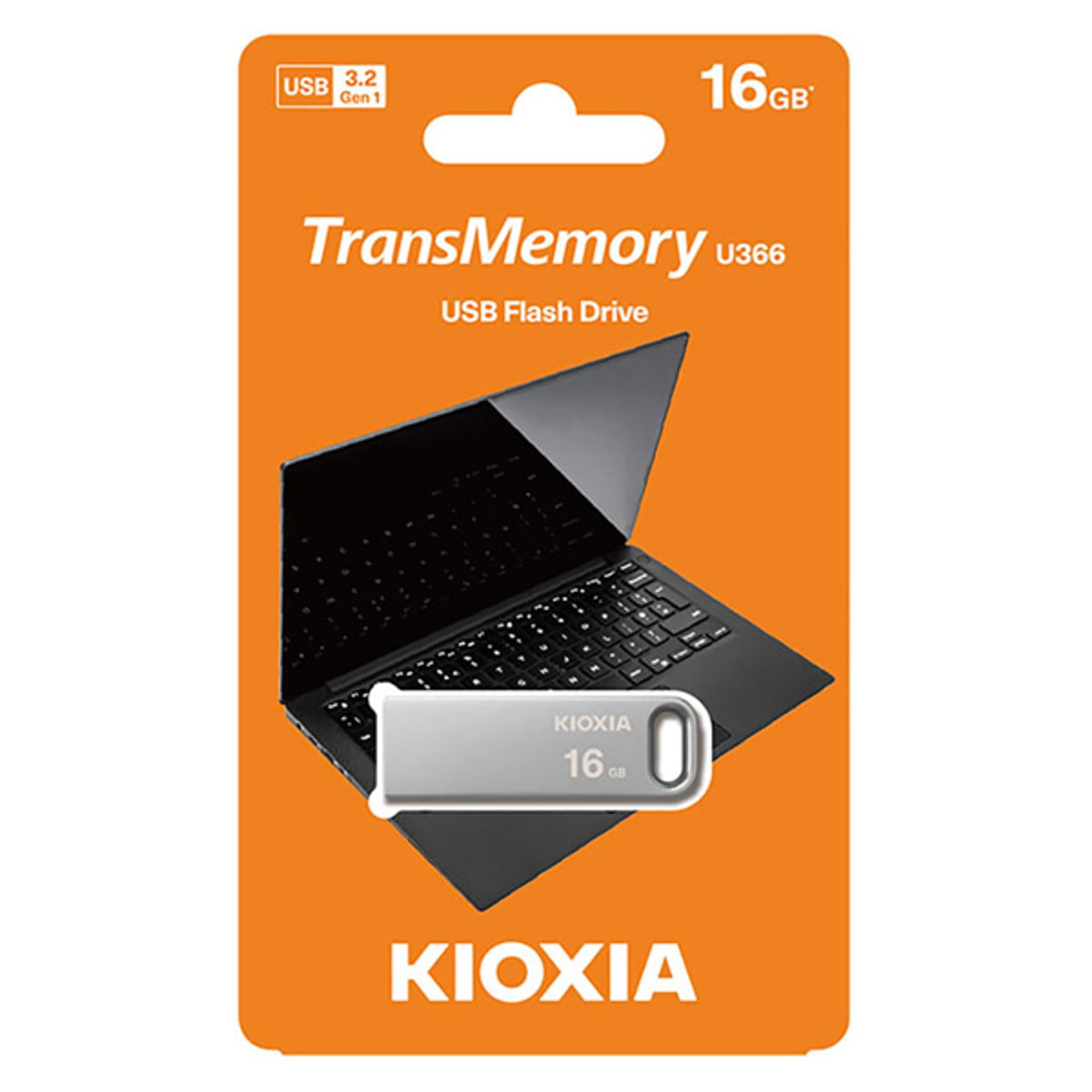 

Kioxia USB flash disk, USB 3.0, 16GB, Biwako U366, Biwako U366, srebrny, LU366S016GG4, USB A