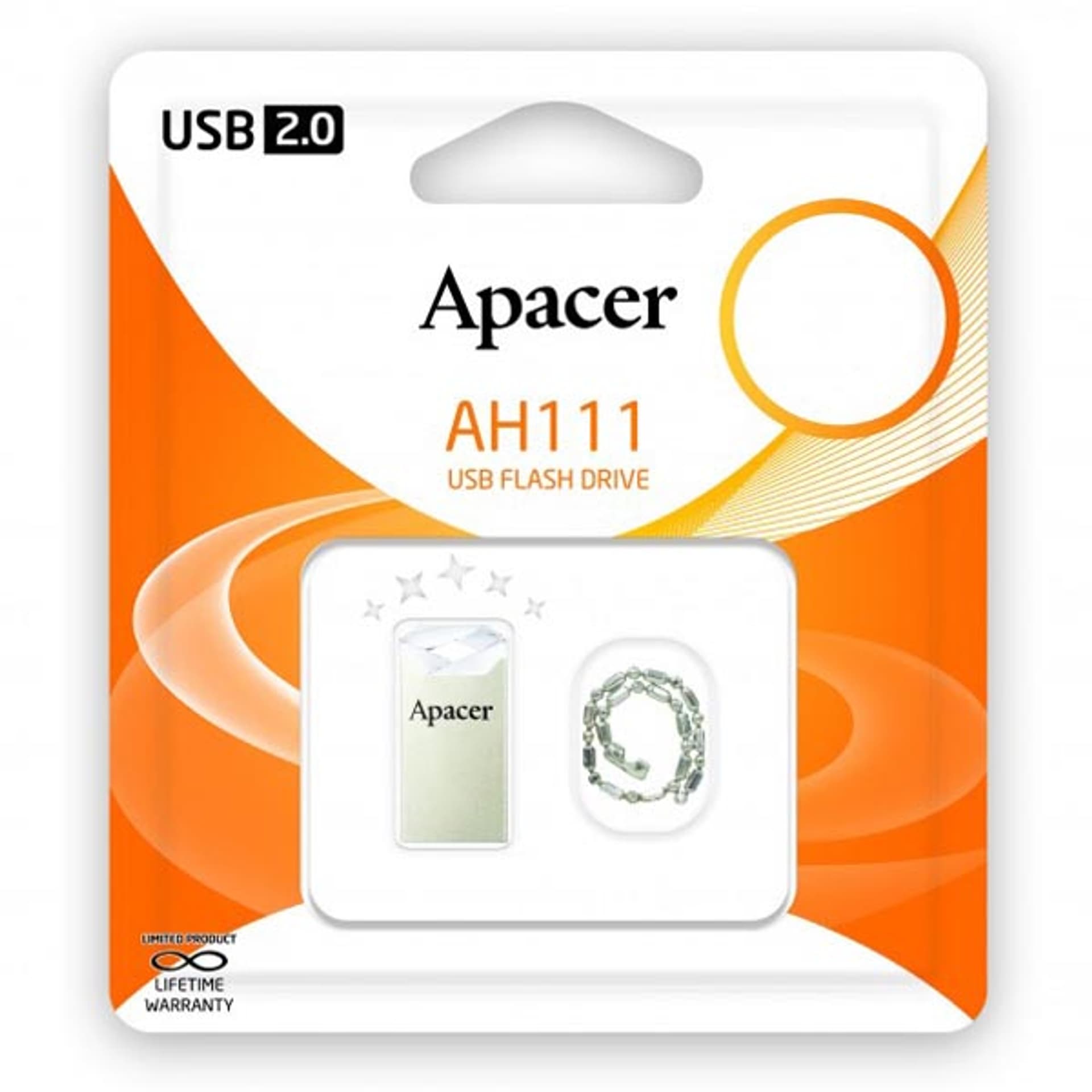 

Apacer USB flash disk, USB 2.0, 32GB, AH111, srebrny, AP32GAH111CR-1, USB A