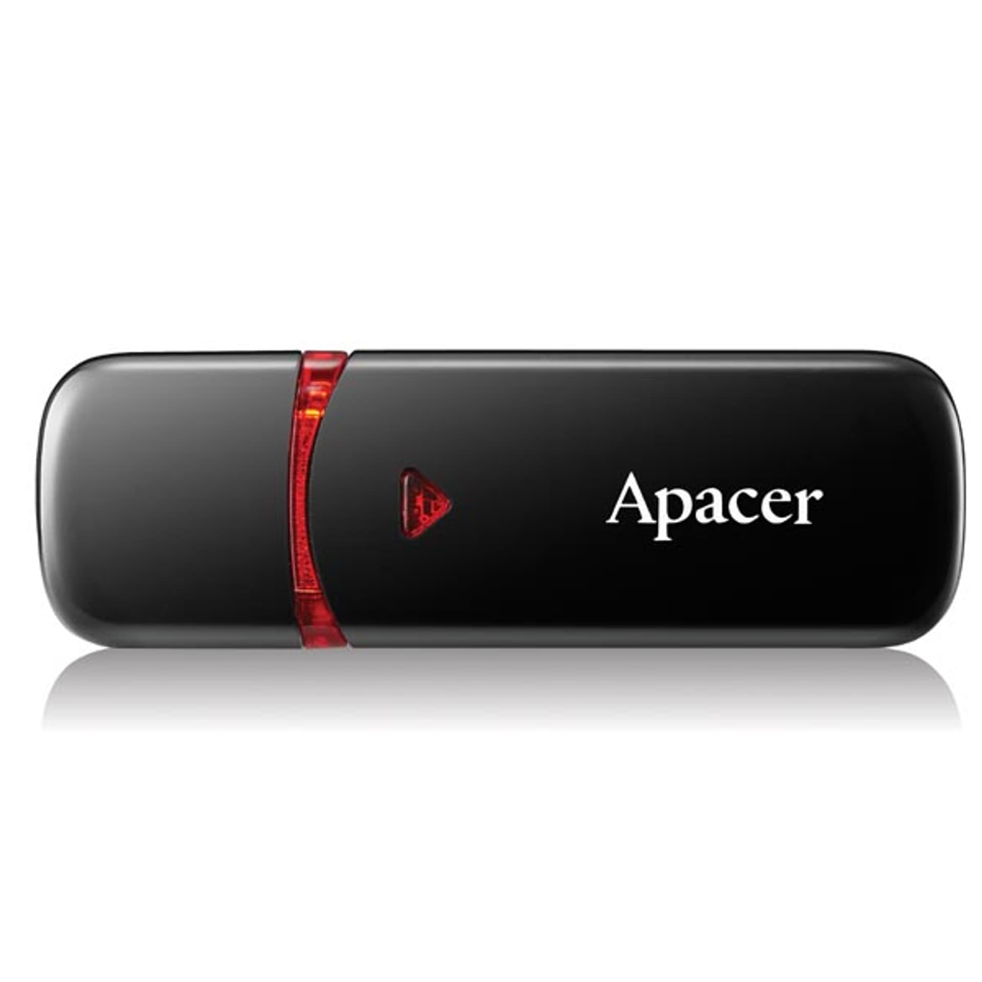 

Apacer USB flash disk, USB 2.0, 64GB, AH333, czarny, AP64GAH333B-1, USB A, z osłoną