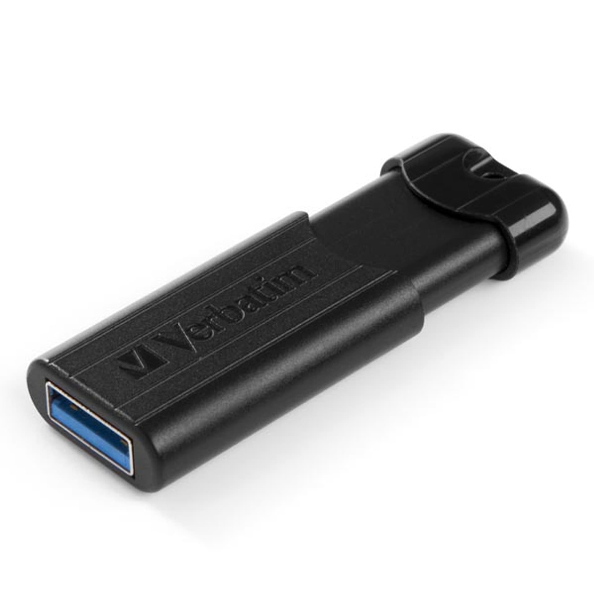 

Verbatim USB flash disk, USB 3.0, 256GB, PinStripe, Store N Go, czarny, 49320, USB A, z wysuwanym złączem