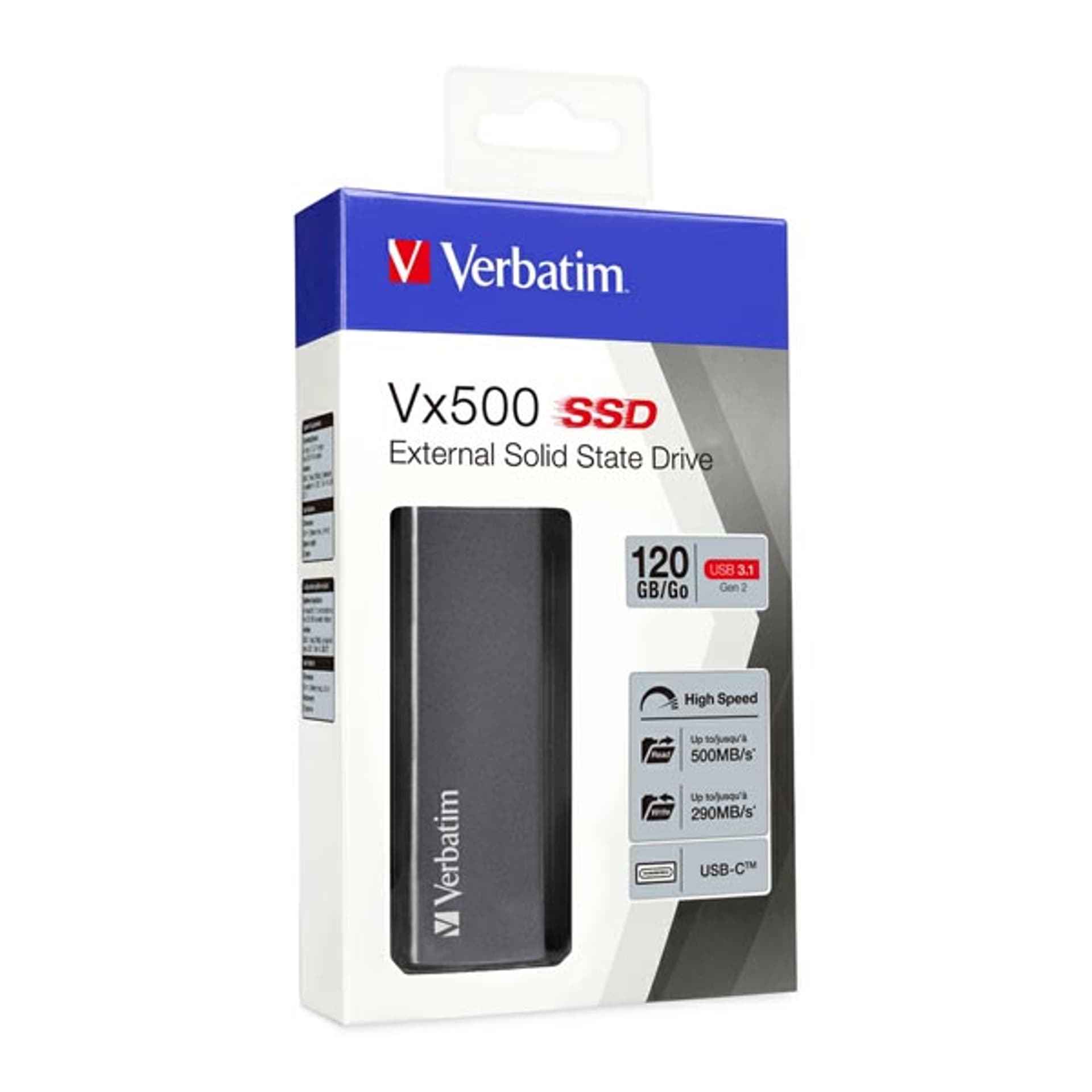 

SSD Verbatim 2.5", zewnętrzny USB 3.0 (3.2 Gen 1), 120GB, Vx500, 47441, 3.2 gen 1)/120gb/vx500/4744
