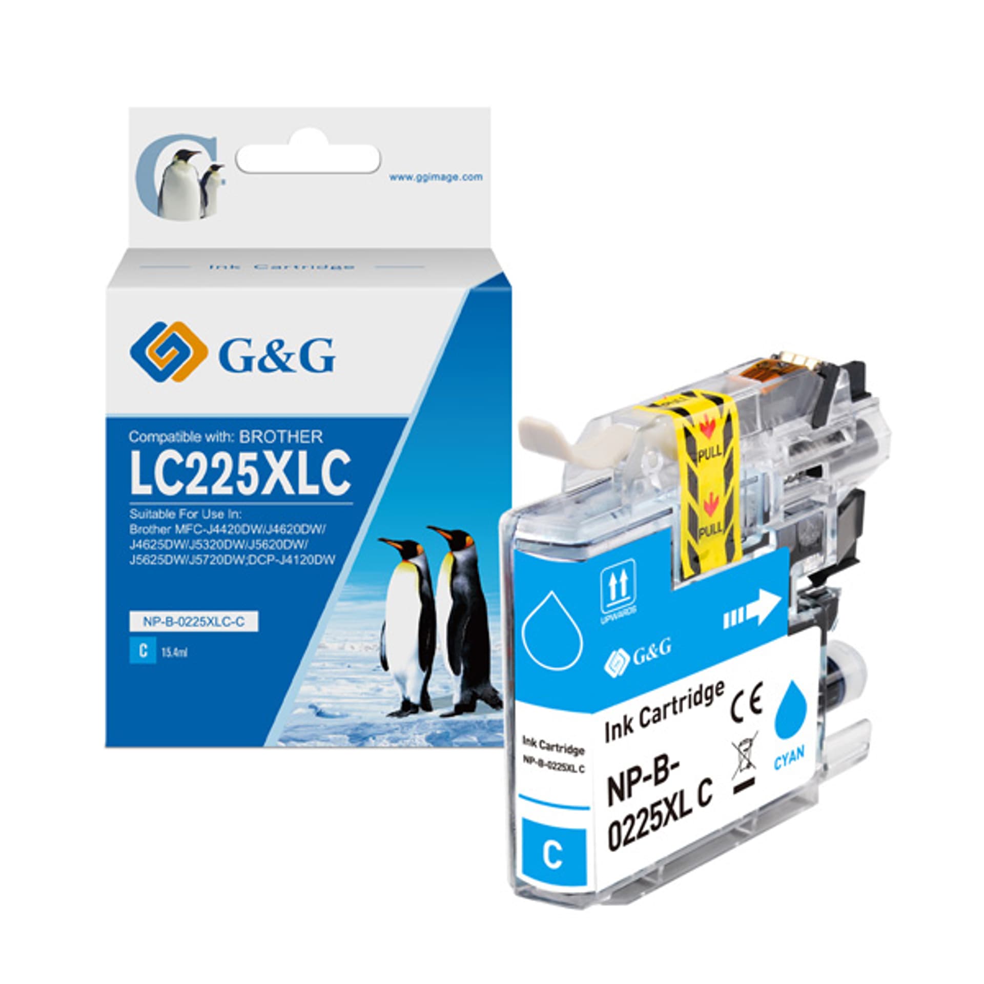 

G&G kompatybilny ink / tusz z LC-225XLC, cyan, 1200s, NP-B-0225XLC, dla Brother MFC-J4420DW, MFC-J4620DW