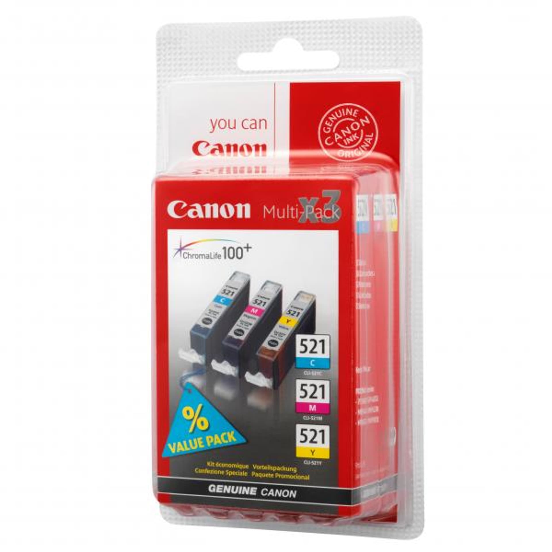 

Canon oryginalny ink / tusz CLI521, cyan/magenta/yellow, blistr, 3x9ml, 2934B010, 2934B007, Canon iP3600, iP4600, MP620, MP630, MP