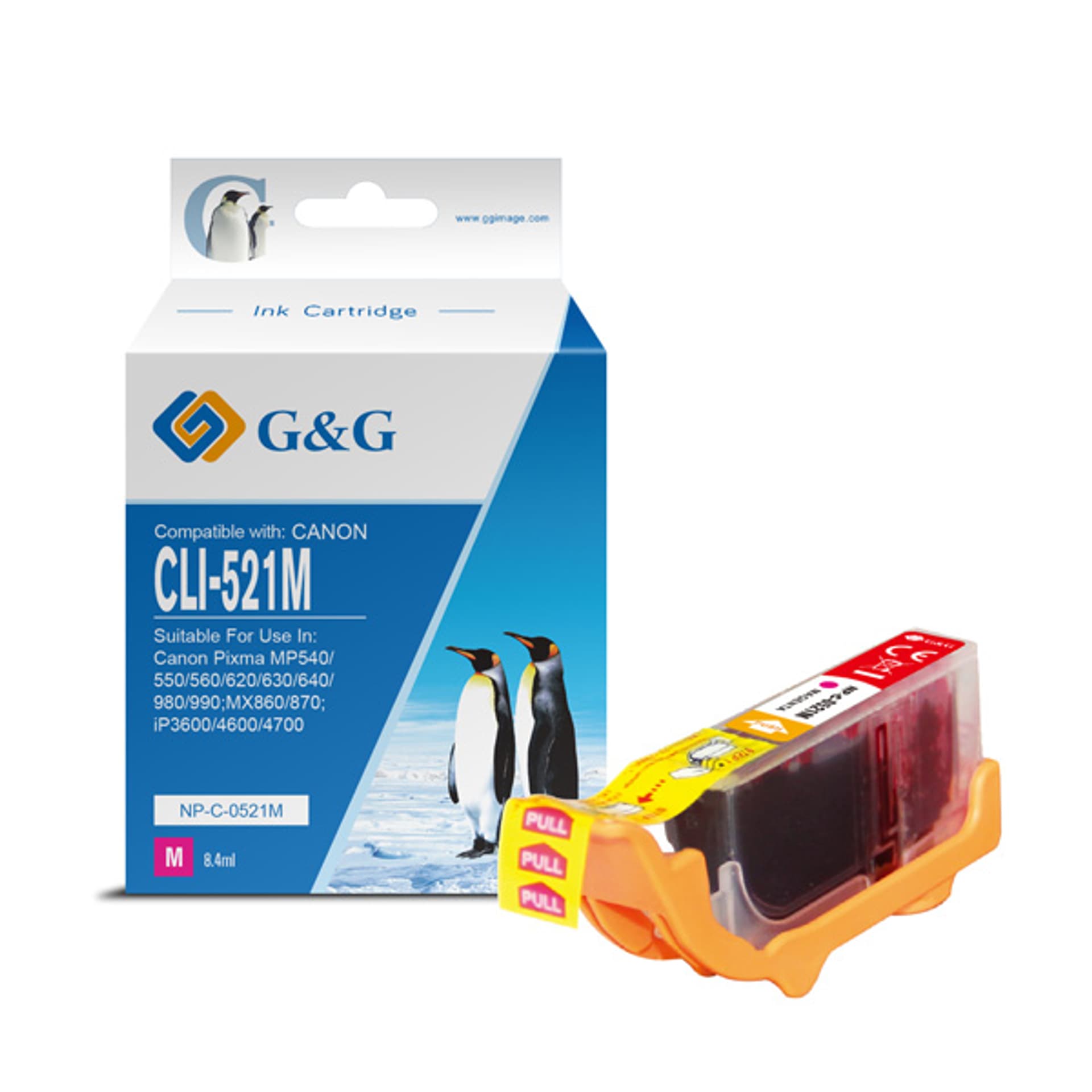 

G&G kompatybilny ink / tusz z CLI521M, magenta, 8.4ml, NP-C-0521M, 2935B001, dla Canon iP3600, iP4600, MP620, MP630, MP980