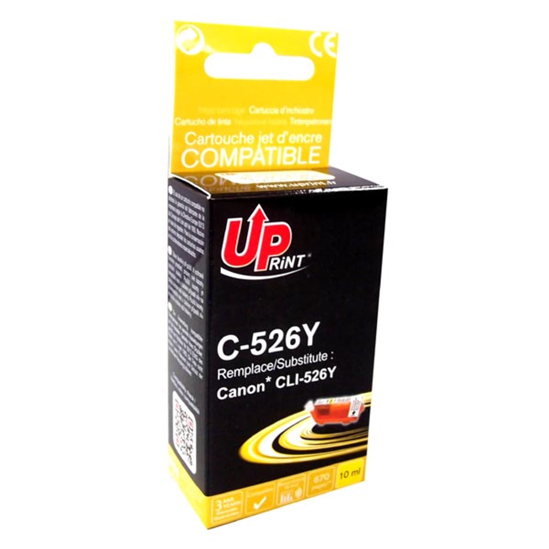 

UPrint kompatybilny ink / tusz z CLI526Y, yellow, 10ml, C-526Y, z chipem, dla Canon Pixma MG5150, MG5250, MG6150, MG8150