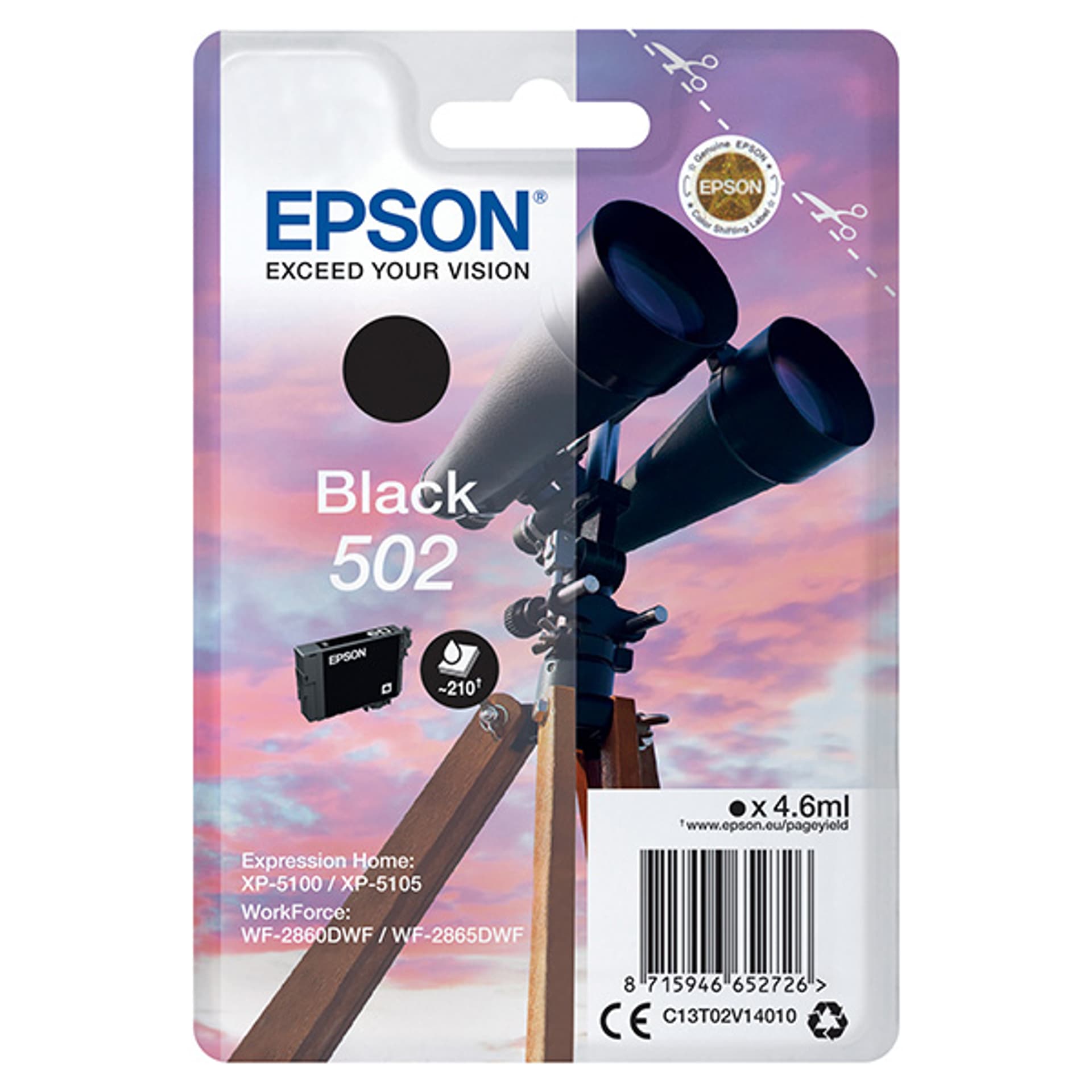 

Epson oryginalny ink / tusz C13T02V14020, T02V140, 502, black, 210s, 4.6ml, Epson XP-5100, XP-5105, WF-2880dwf, WF2865dwf