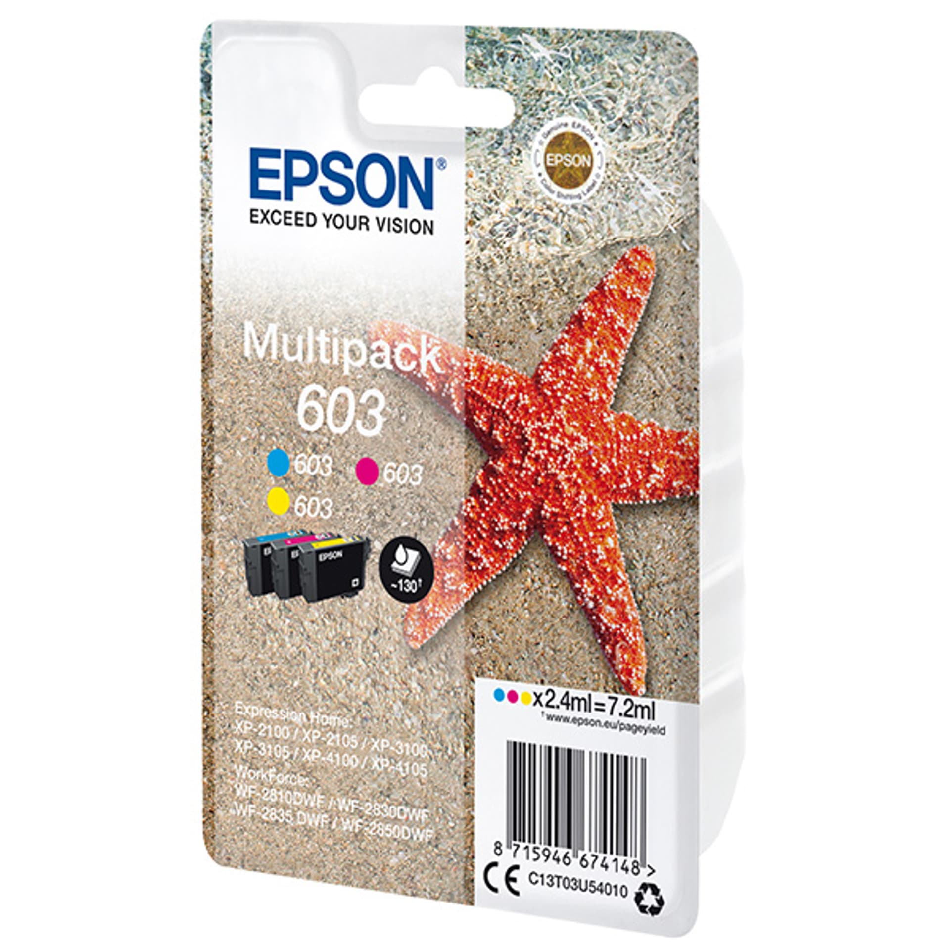 

Epson oryginalny ink / tusz C13T03U54010, 603, color, 3x2.4ml, Epson Expression Home XP-2100, 2105, 3100, 3105 WF-2310