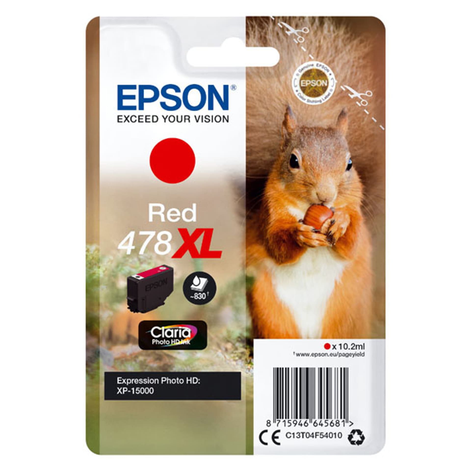 

Epson oryginalny ink / tusz C13T04F54010, 478XL, red, 10.2ml, Epson XP-15000