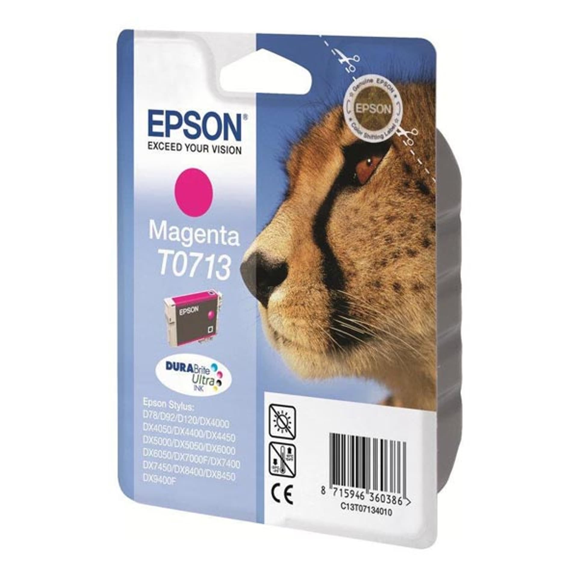 

Epson oryginalny ink / tusz C13T07134022, magenta, blistr z ochroną, 5,5ml, Epson D78, DX4000, DX4050, DX5000, DX5050, DX6000, DX6