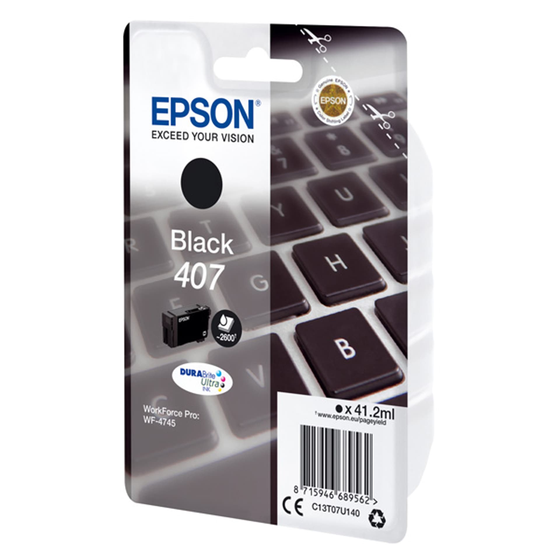 

Epson oryginalny ink / tusz C13T07U140, 407XL, black, 2600s, 41.2ml, Epson WF-4745