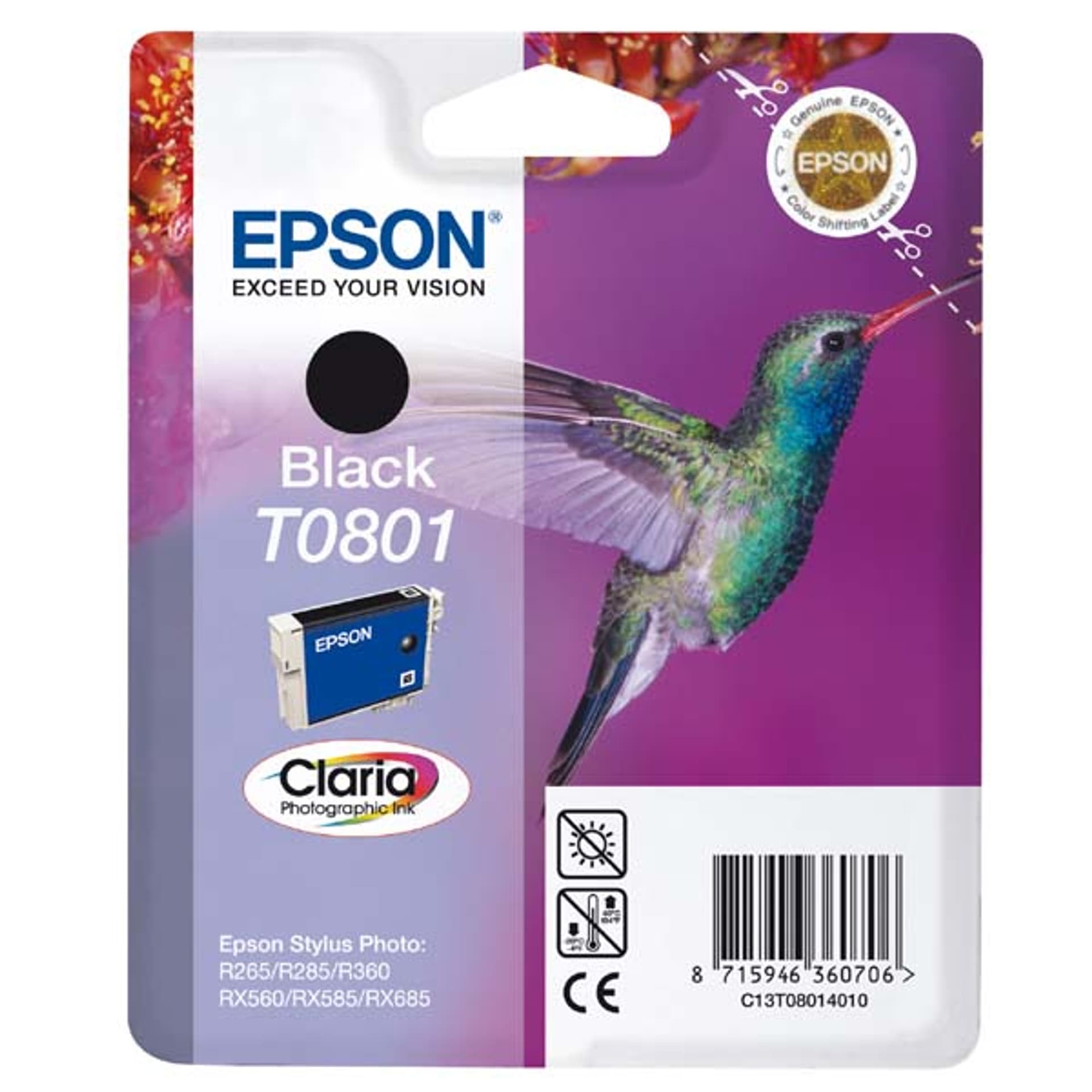 

Epson oryginalny ink / tusz C13T08014011, black, 7,4ml, Epson Stylus Photo PX700W, 800FW, R265, 285, 360, RX560