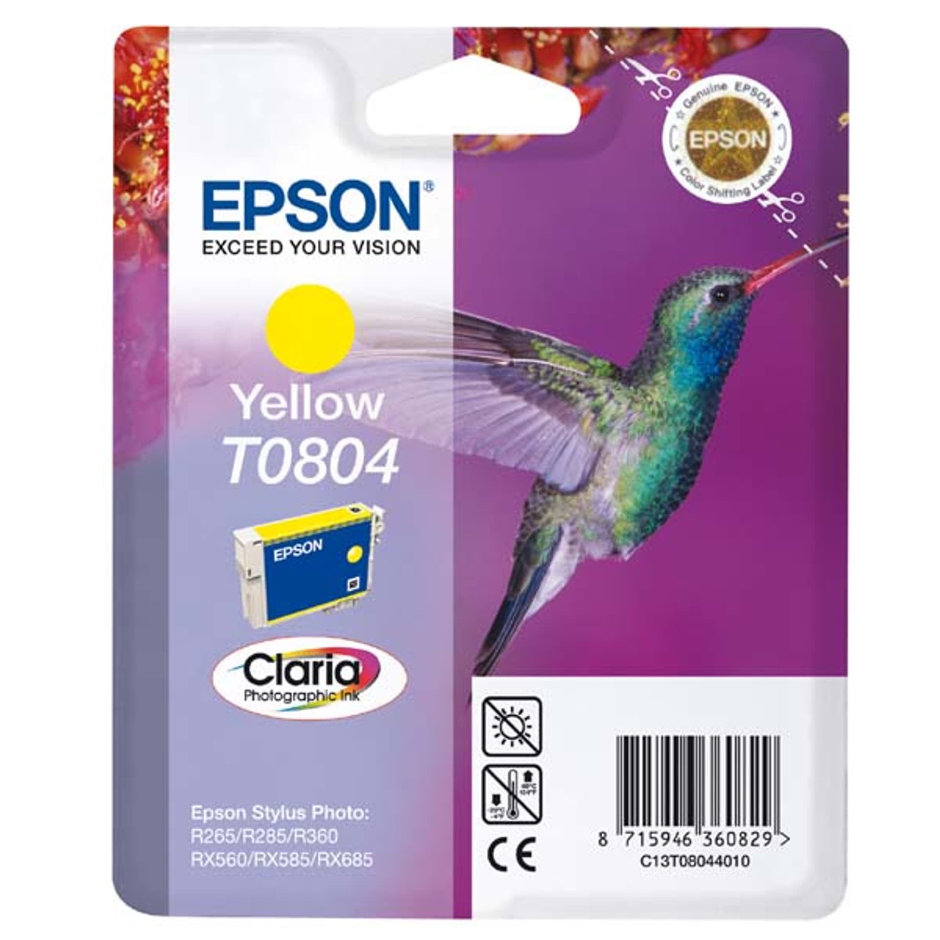 

Epson oryginalny ink / tusz C13T08044011, yellow, 7,4ml, Epson Stylus Photo PX700W, 800FW, R265, 285, 360, RX560