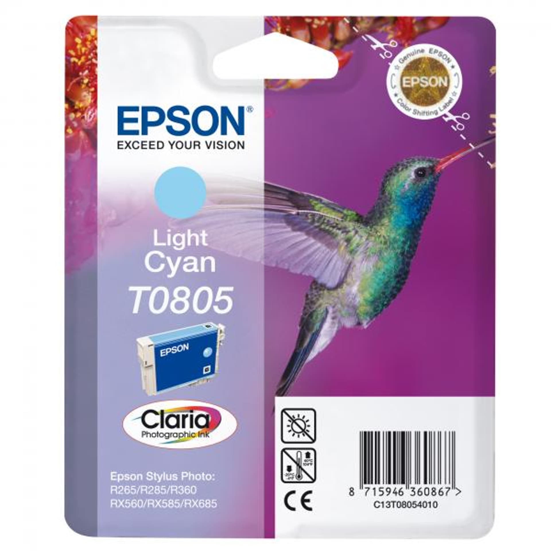 

Epson oryginalny ink / tusz C13T08054011, light cyan, Epson Stylus Photo PX700W, 800FW, R265, 285, 360, RX560