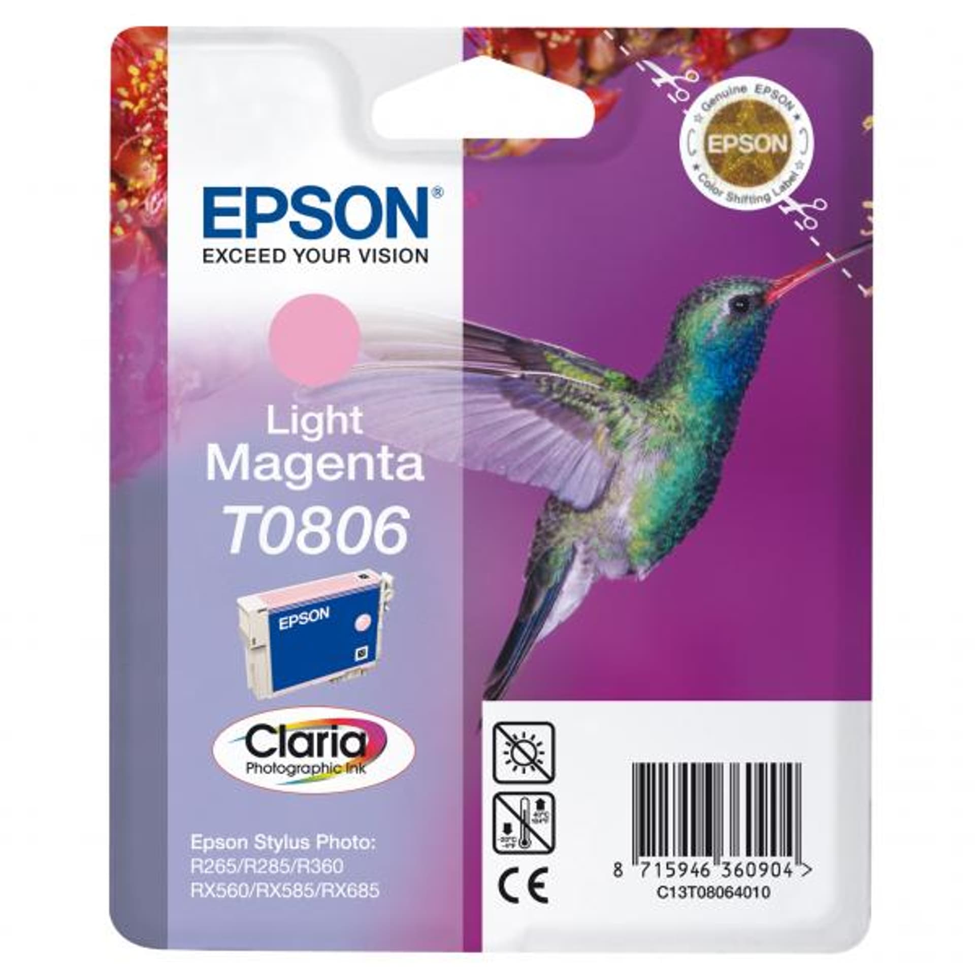 

Epson oryginalny ink / tusz C13T08064011, light magenta, Epson Stylus Photo PX700W, 800FW, R265, 285, 360, RX560