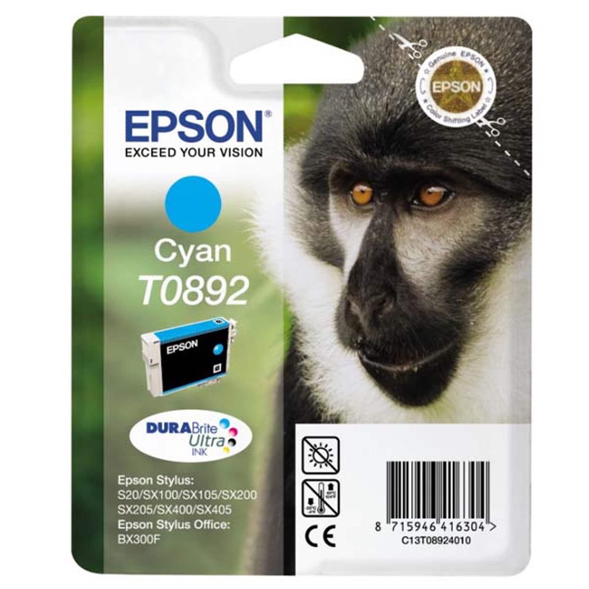 

Epson oryginalny ink / tusz C13T08924011, cyan, 3,5ml, Epson Stylus S20, SX100, SX200, SX400
