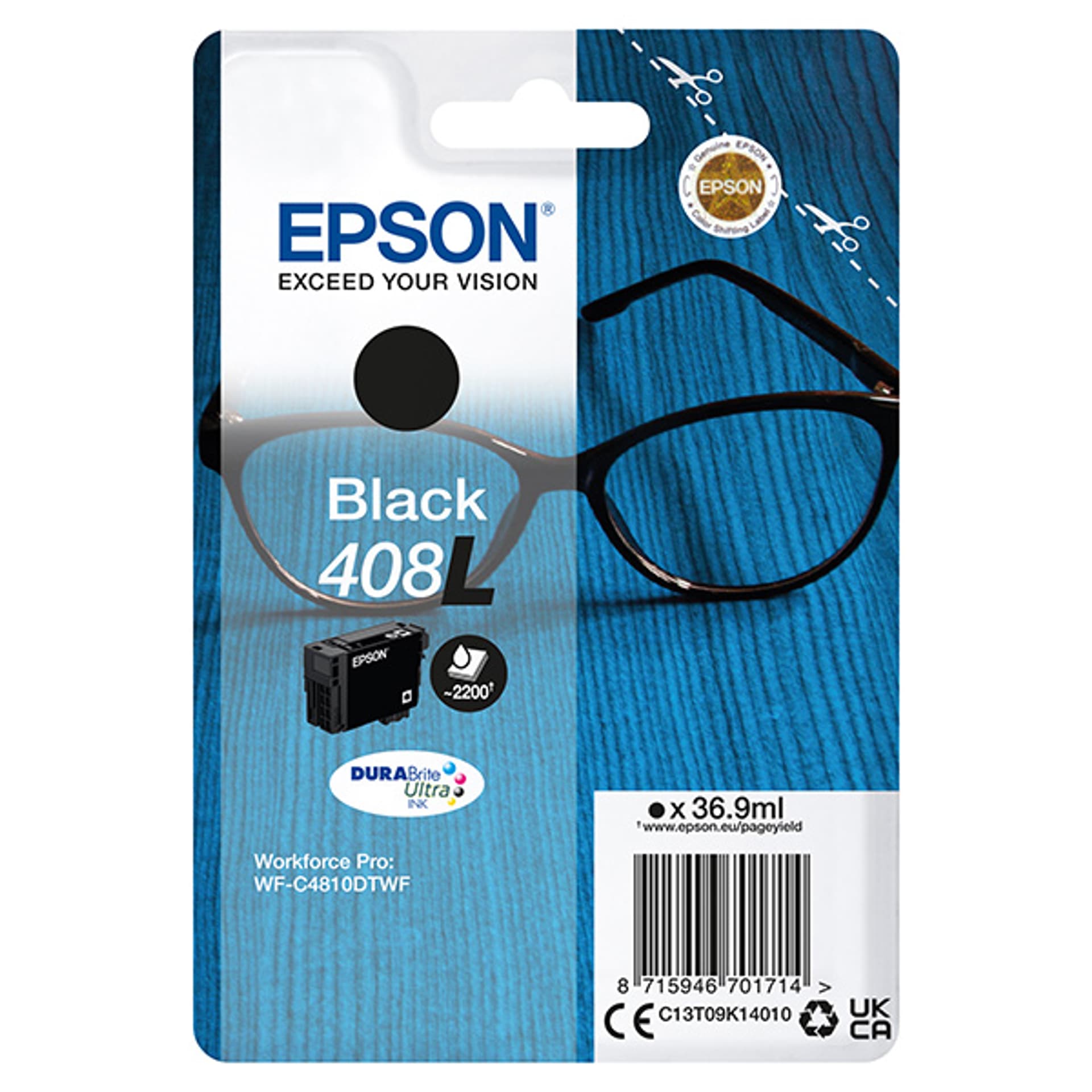 

Epson oryginalny ink / tusz C13T09K14010, T09K140, 408L, black, 36.9ml, Epson WF-C4810DTWF