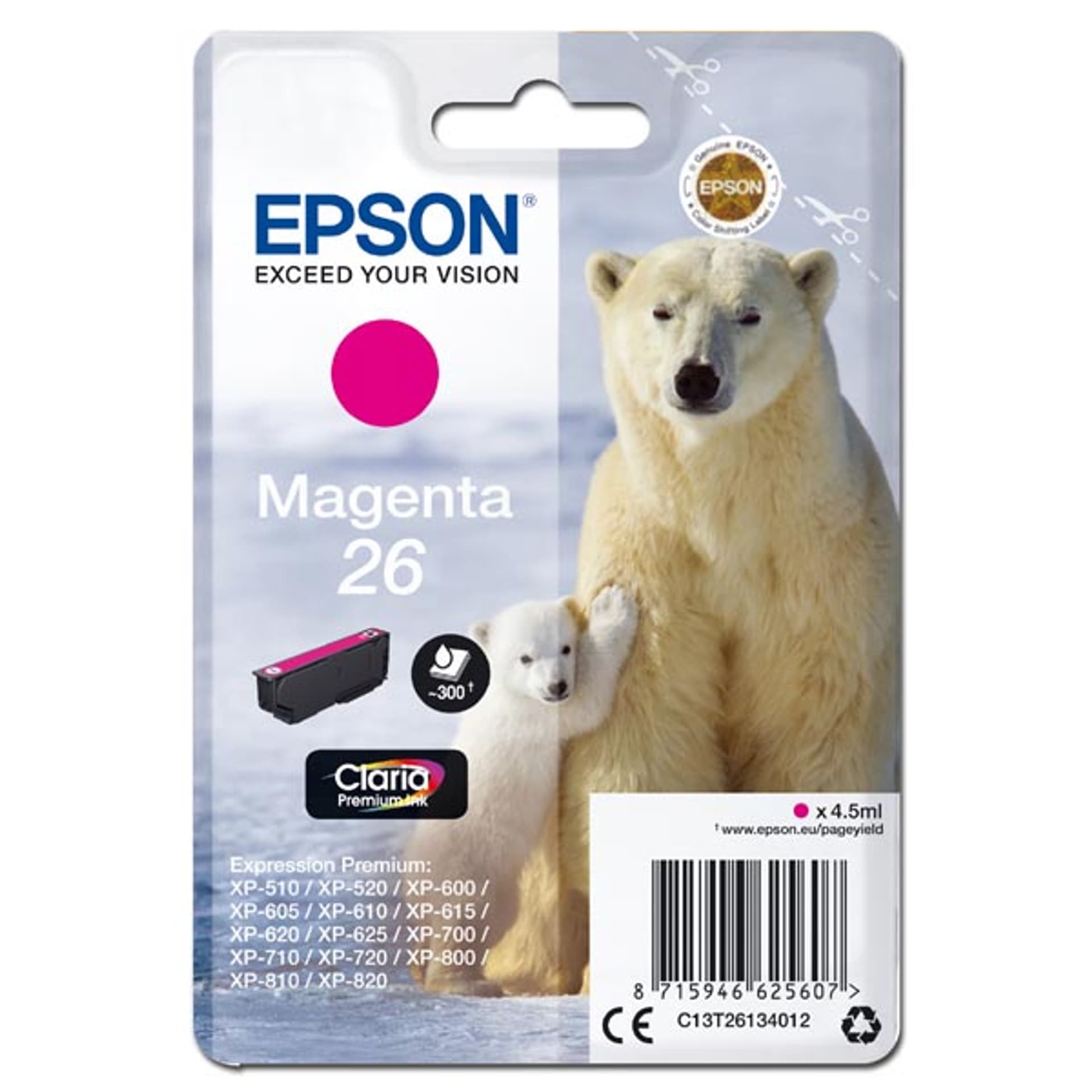 

Epson oryginalny ink / tusz C13T26134012, T261340, magenta, 4,5ml, Epson Expression Premium XP-800, XP-700, XP-600