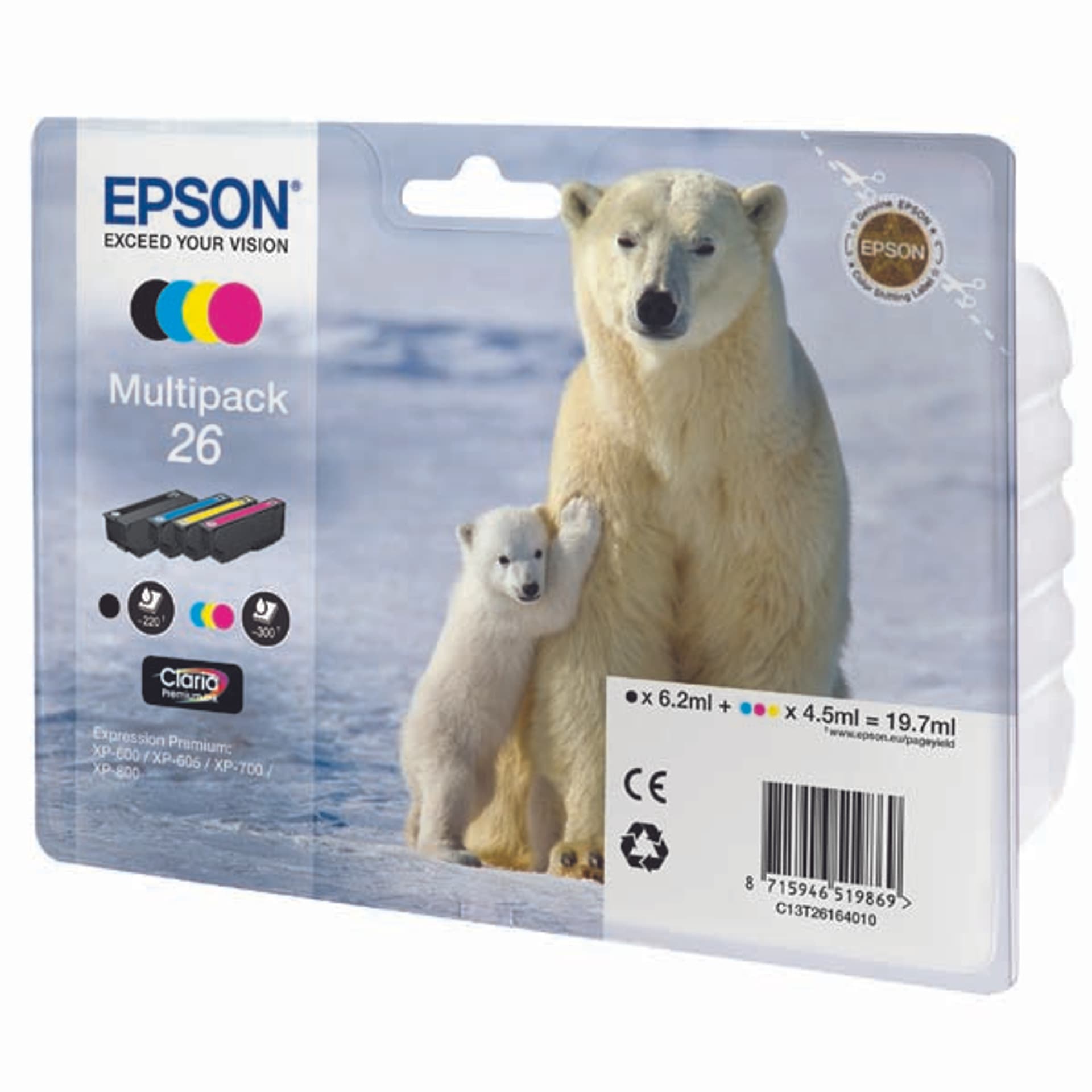 

Epson oryginalny ink / tusz C13T26164010, T261640, CMYK, 3x4,5/6,2ml, Epson Expression Premium XP-800, XP-700, XP-600