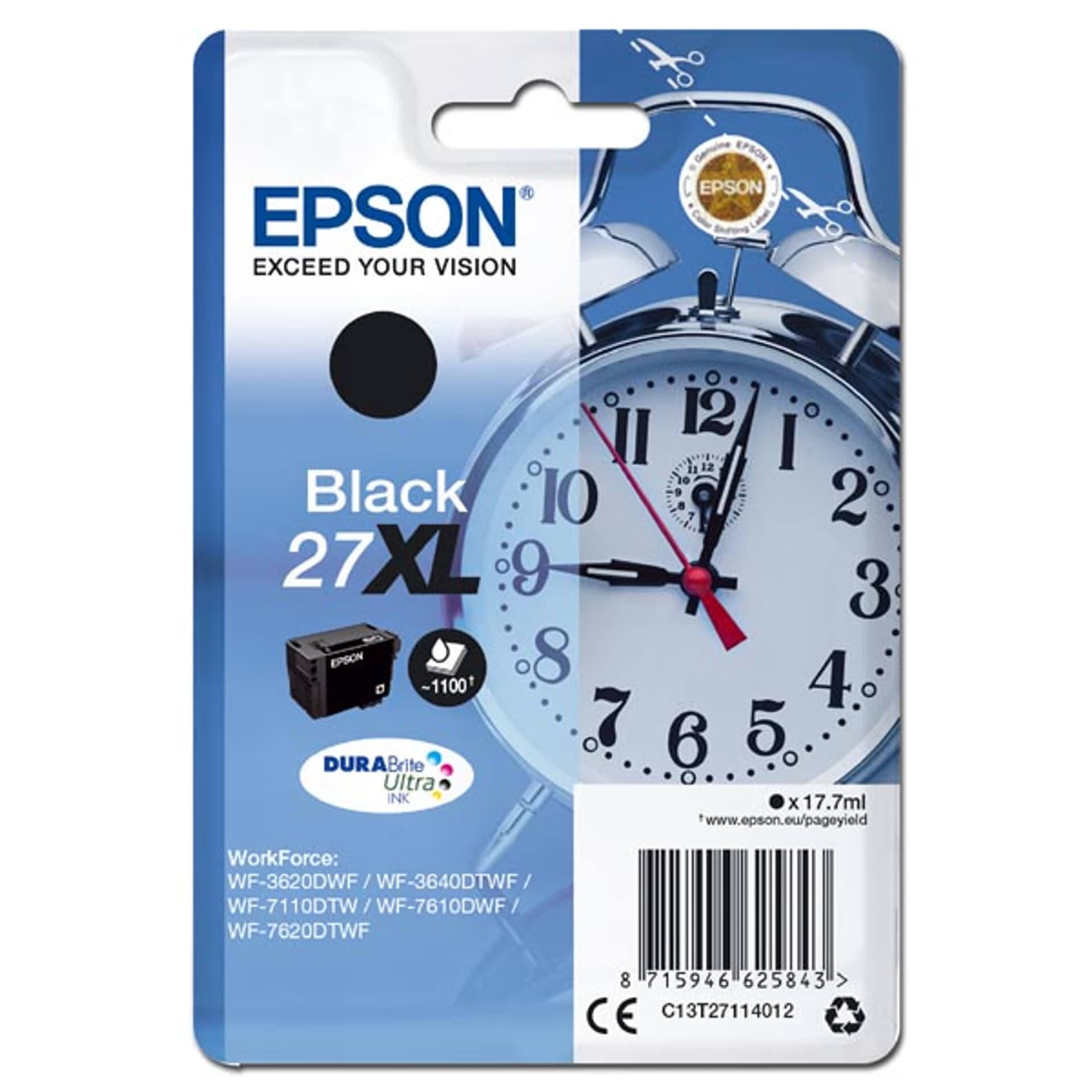 

Epson oryginalny ink / tusz C13T27114012, 27XL, black, 17,7ml, Epson WF-3620, 3640, 7110, 7610, 7620