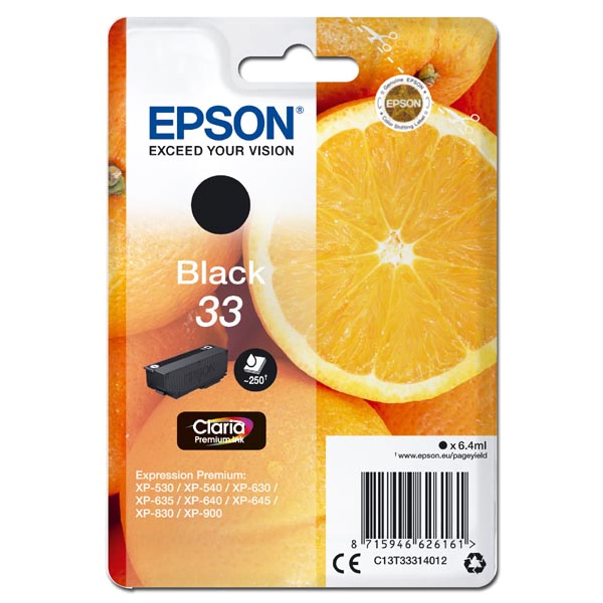 

Epson oryginalny ink / tusz C13T33314012, T33, black, 6,4ml, Epson Expression Home a Premium XP-530,630,635,830