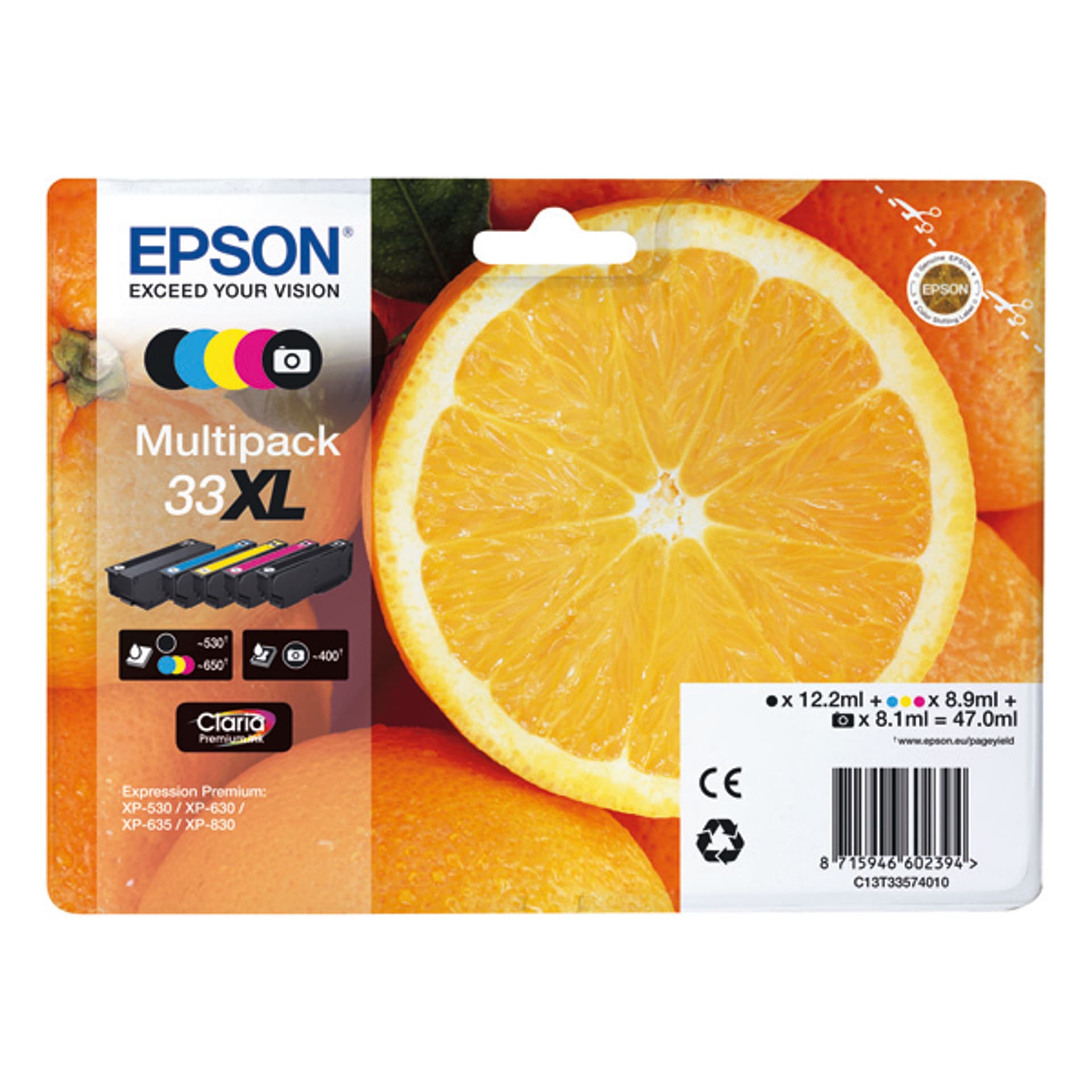 

Zestaw tuszy EPSON Premium Multipack Claria 33 XL C13T33574011